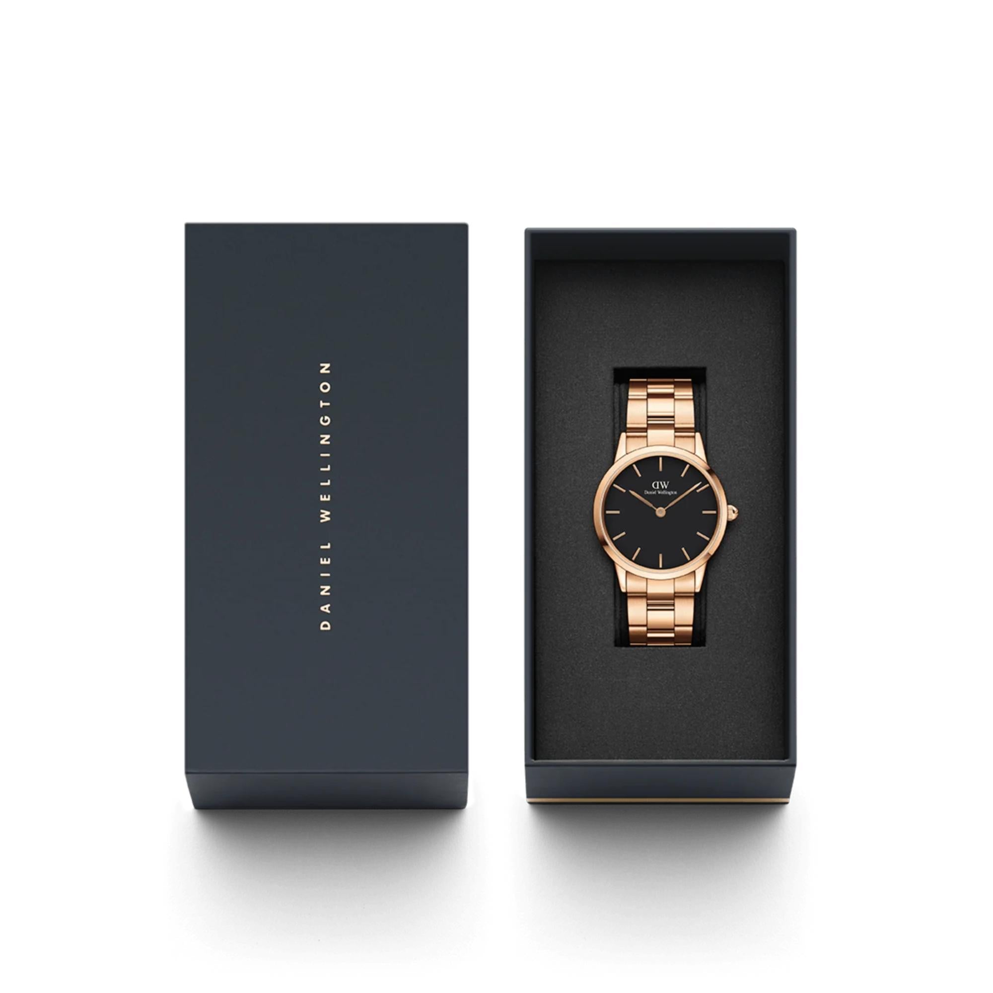 Daniel Wellington Iconic 32mm Schwarzes Zifferblatt Stahl Herren Quarz Uhr DW00100212