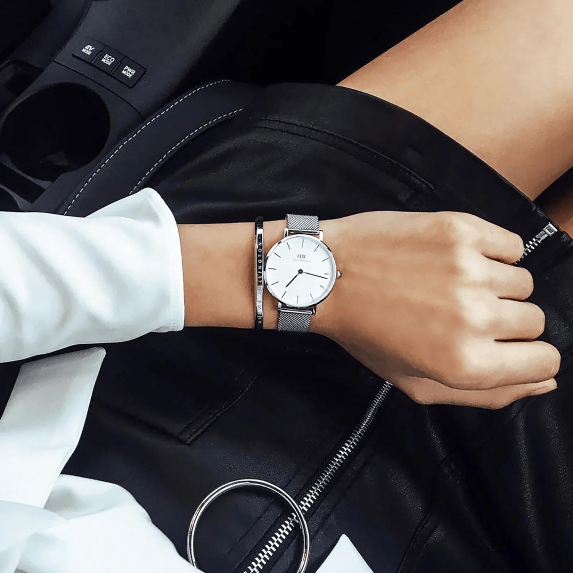 Daniel Wellington Petite 28mm White Dial Steel Ladies Quartz Watch DW00100220