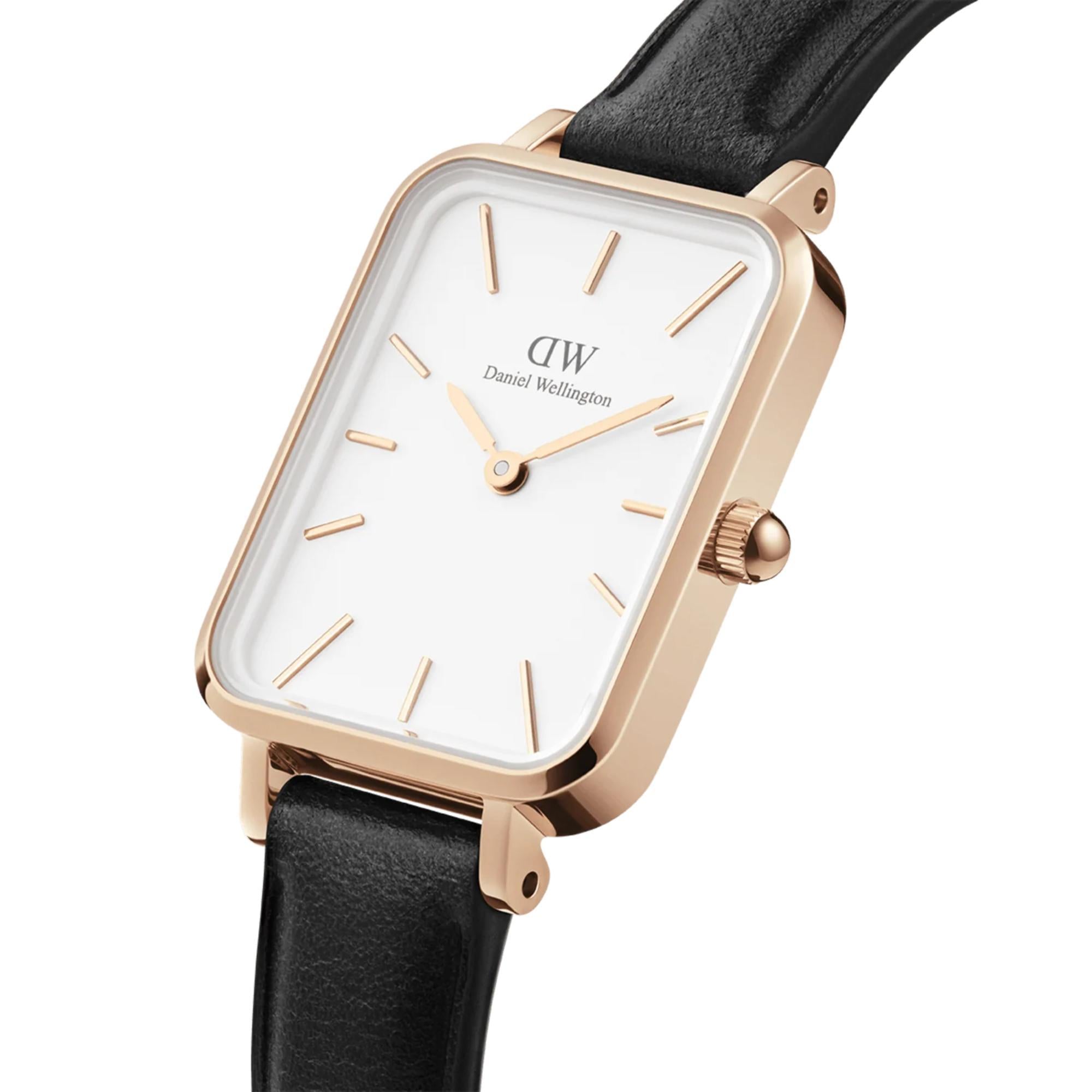 Daniel Wellington Quadro 20mm White Dial Leather Ladies Quartz Watch DW00100434