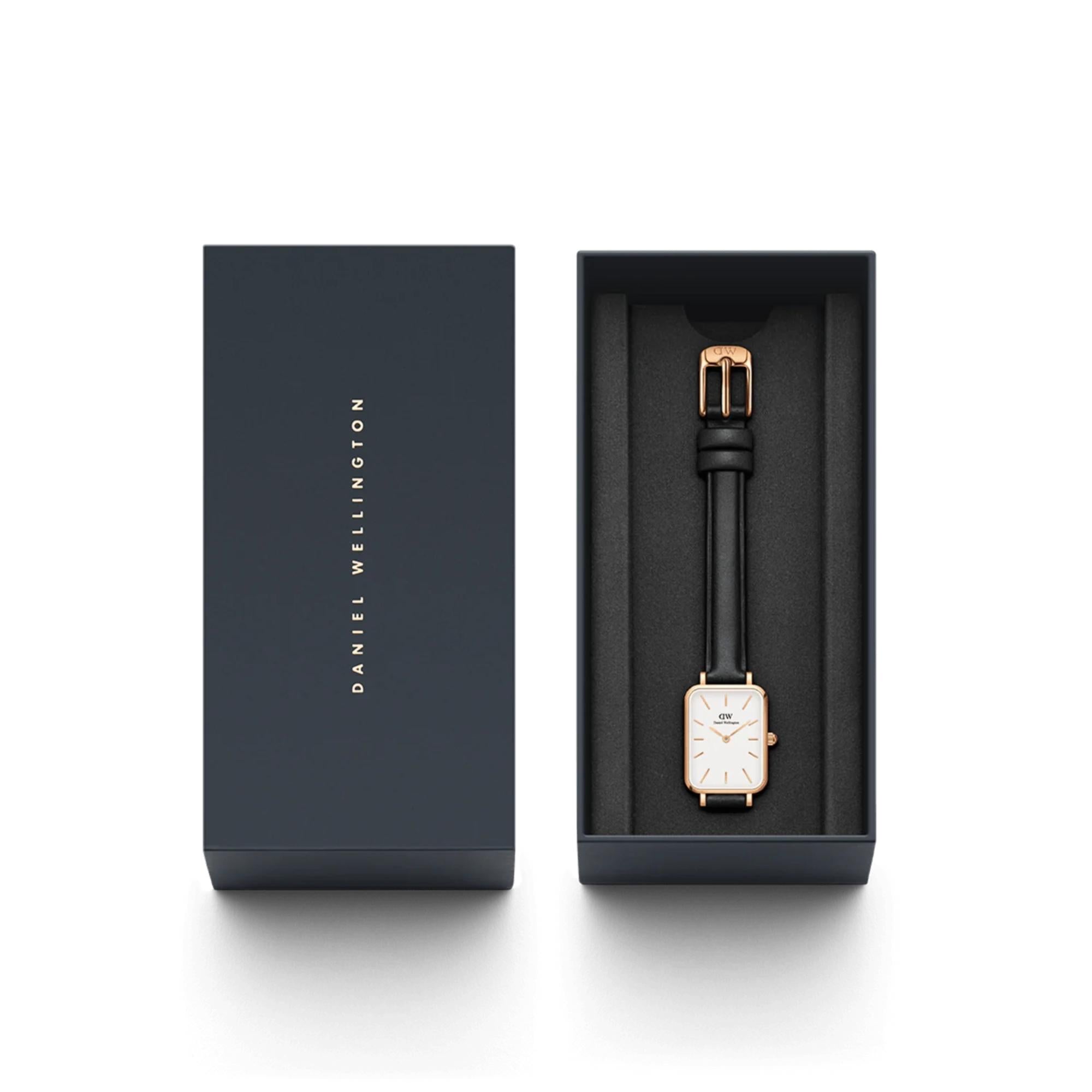 Daniel Wellington Quadro 20mm White Dial Leather Ladies Quartz Watch DW00100434