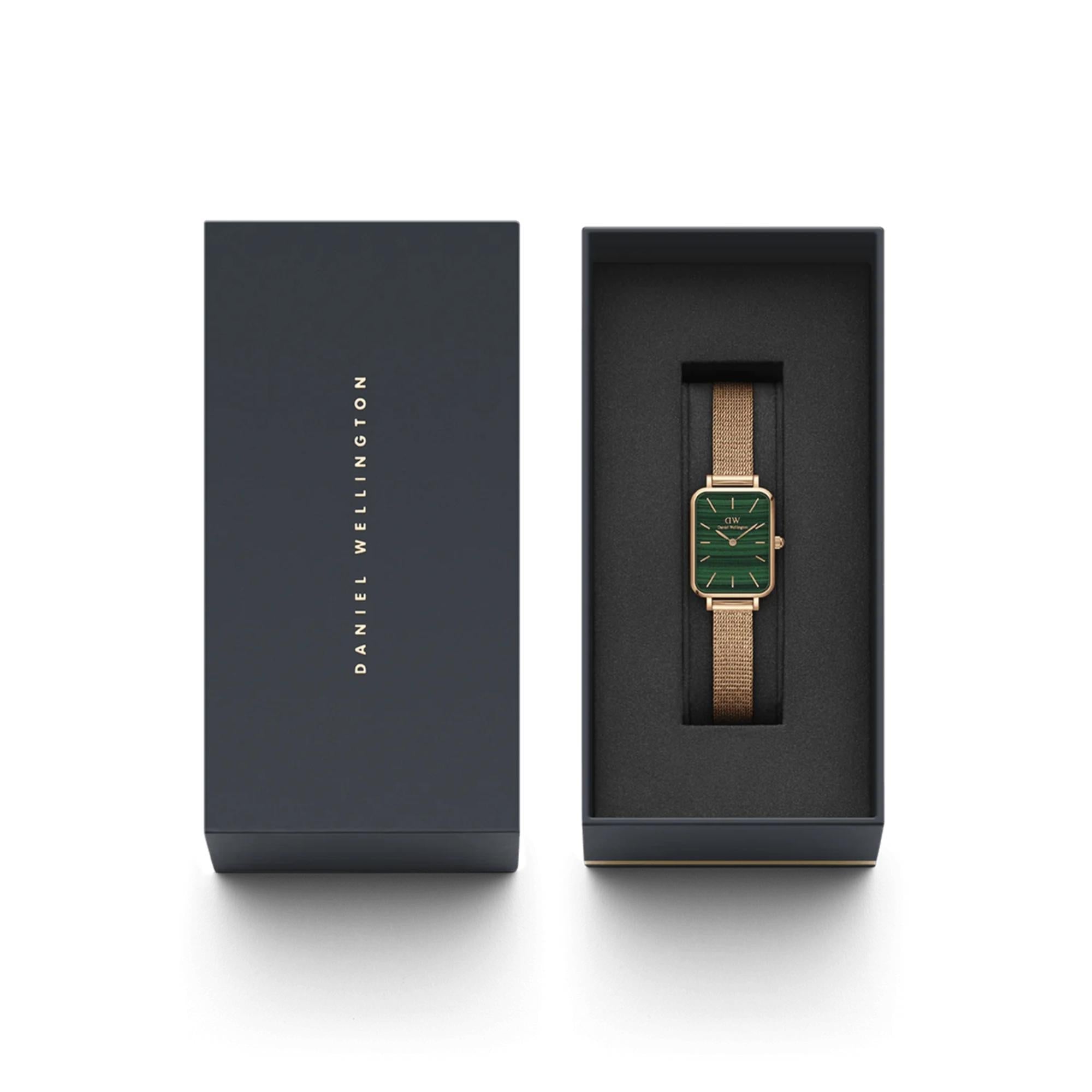 Daniel Wellington Quadro 20mm Grünes Zifferblatt Stahl Damen Quarz Uhr DW00100437