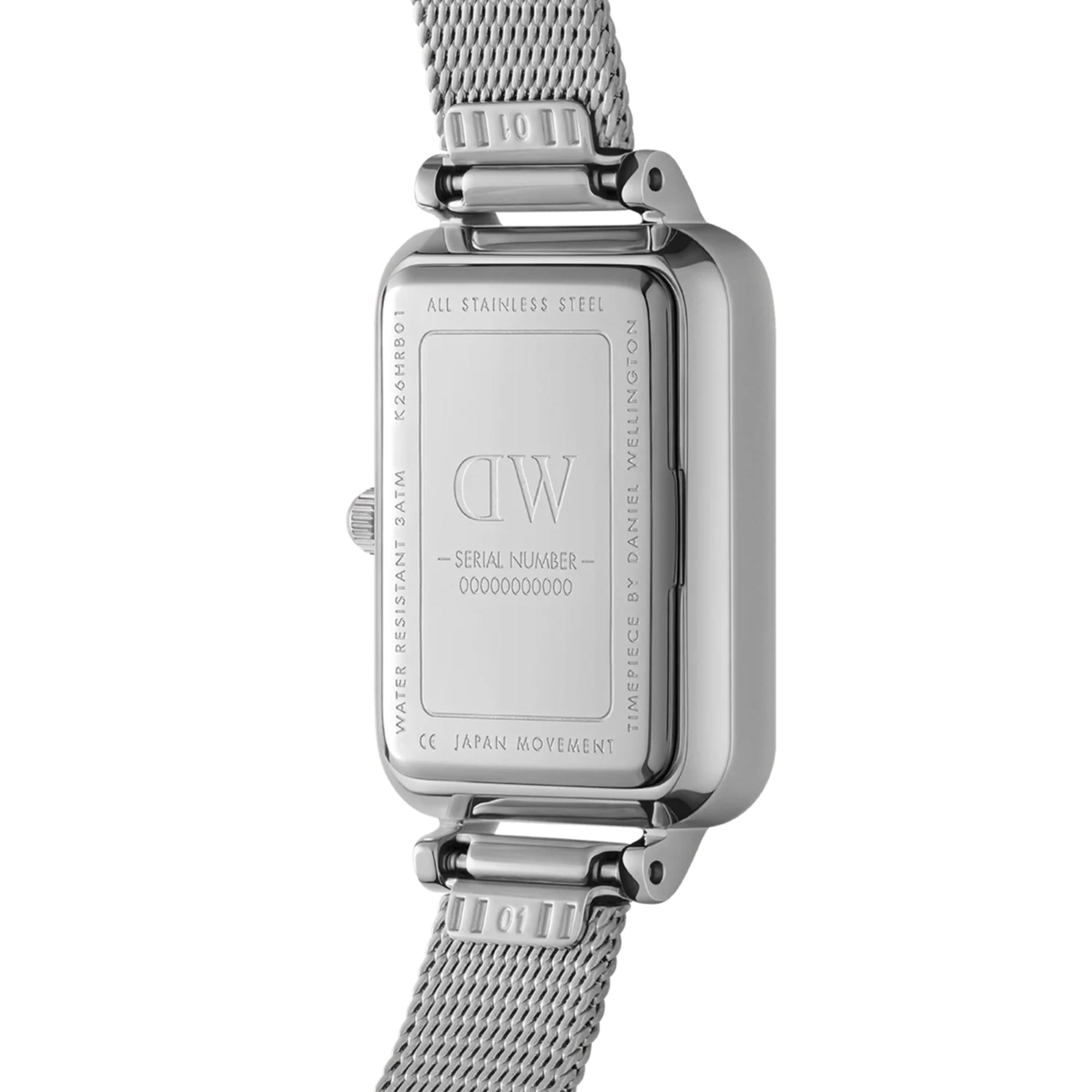 Daniel Wellington Quadro 20mm Weißes Zifferblatt Stahl Damen Quarz Uhr DW00100438