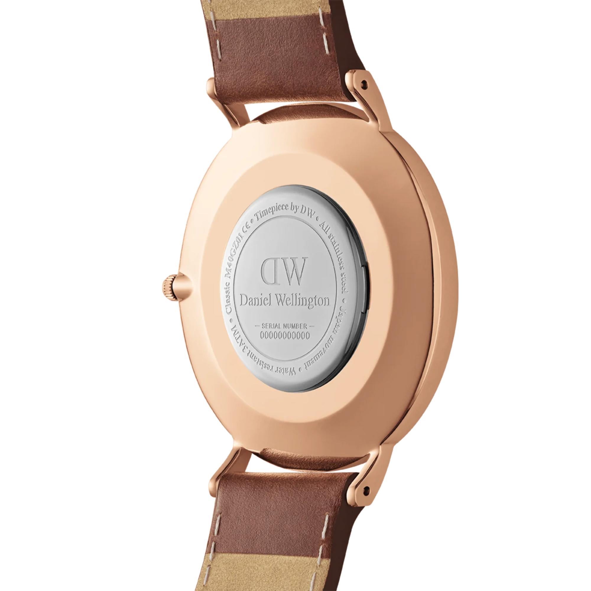 Daniel Wellington Classic 40mm Blaues Zifferblatt Leder Herren Quarz Uhr DW00100626
