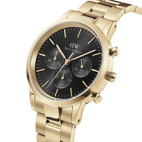 Daniel Wellington Iconic 42mm Chronograph Black Dial Steel Mens Quartz Watch DW00100641