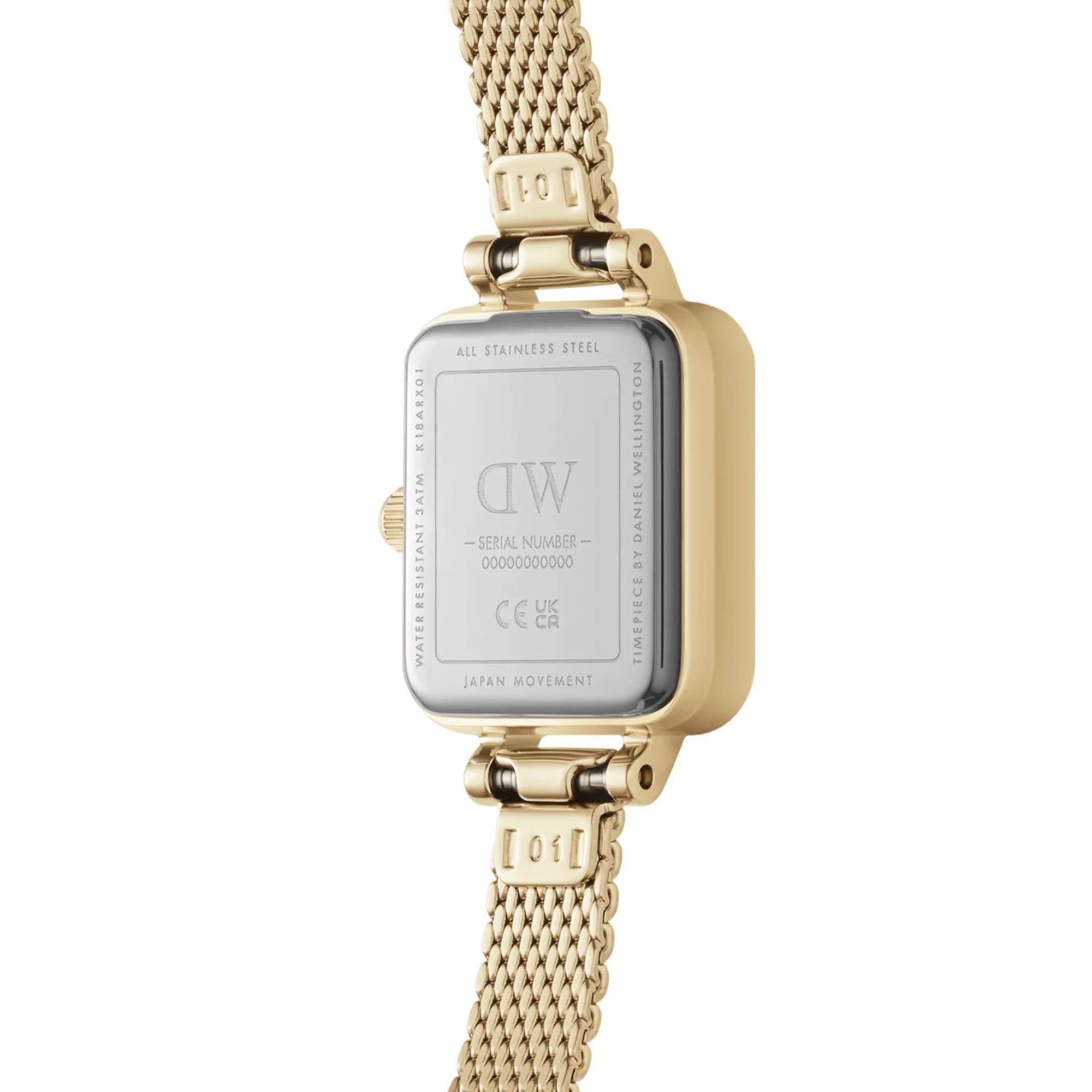 Daniel Wellington Quadro 26mm Champagner Zifferblatt Stahl Damen Quarz Uhr DW00100656