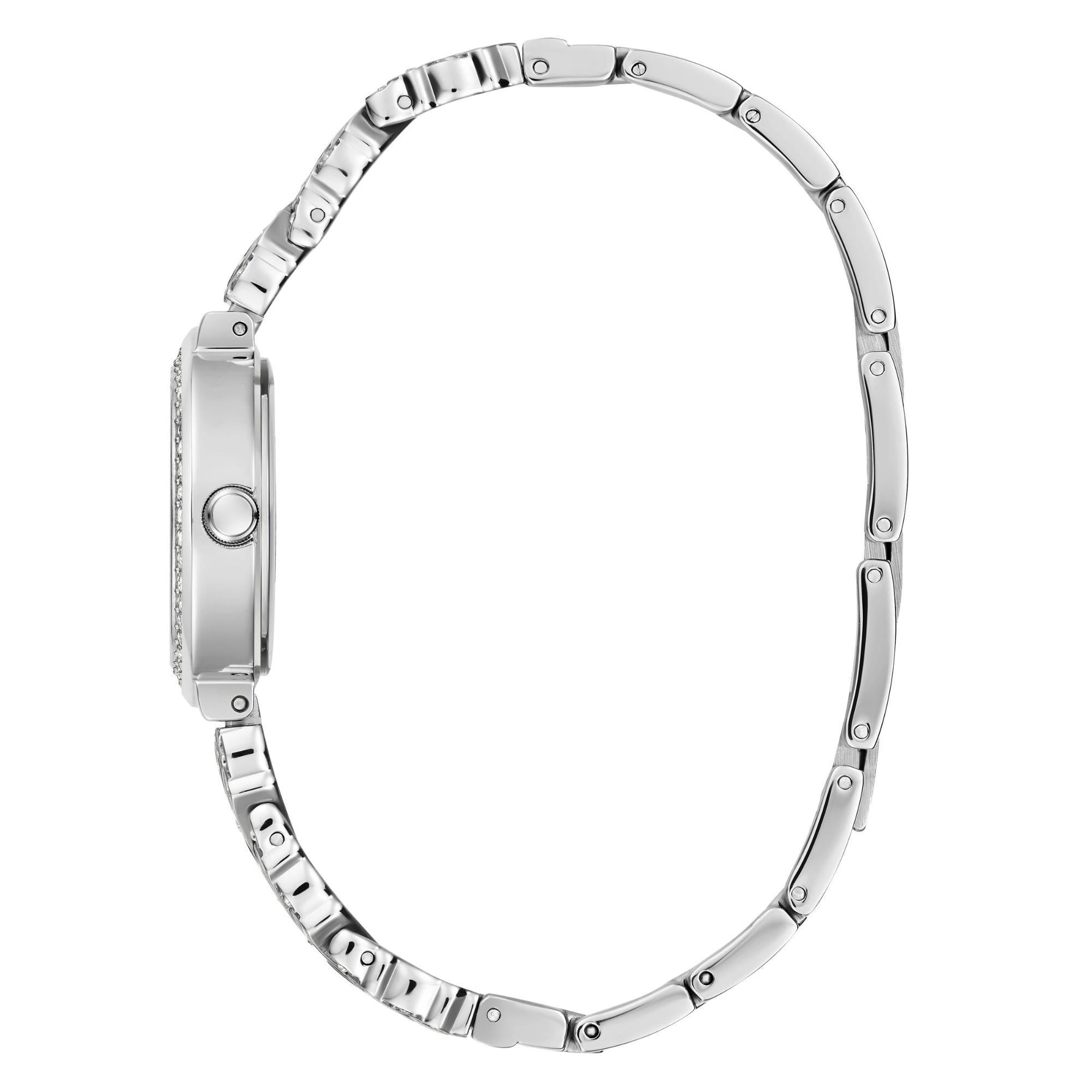 GUESS Treasure Silver-Tone Bangle Analog Silver Dial Steel Strap Women's Watch GW0476L1