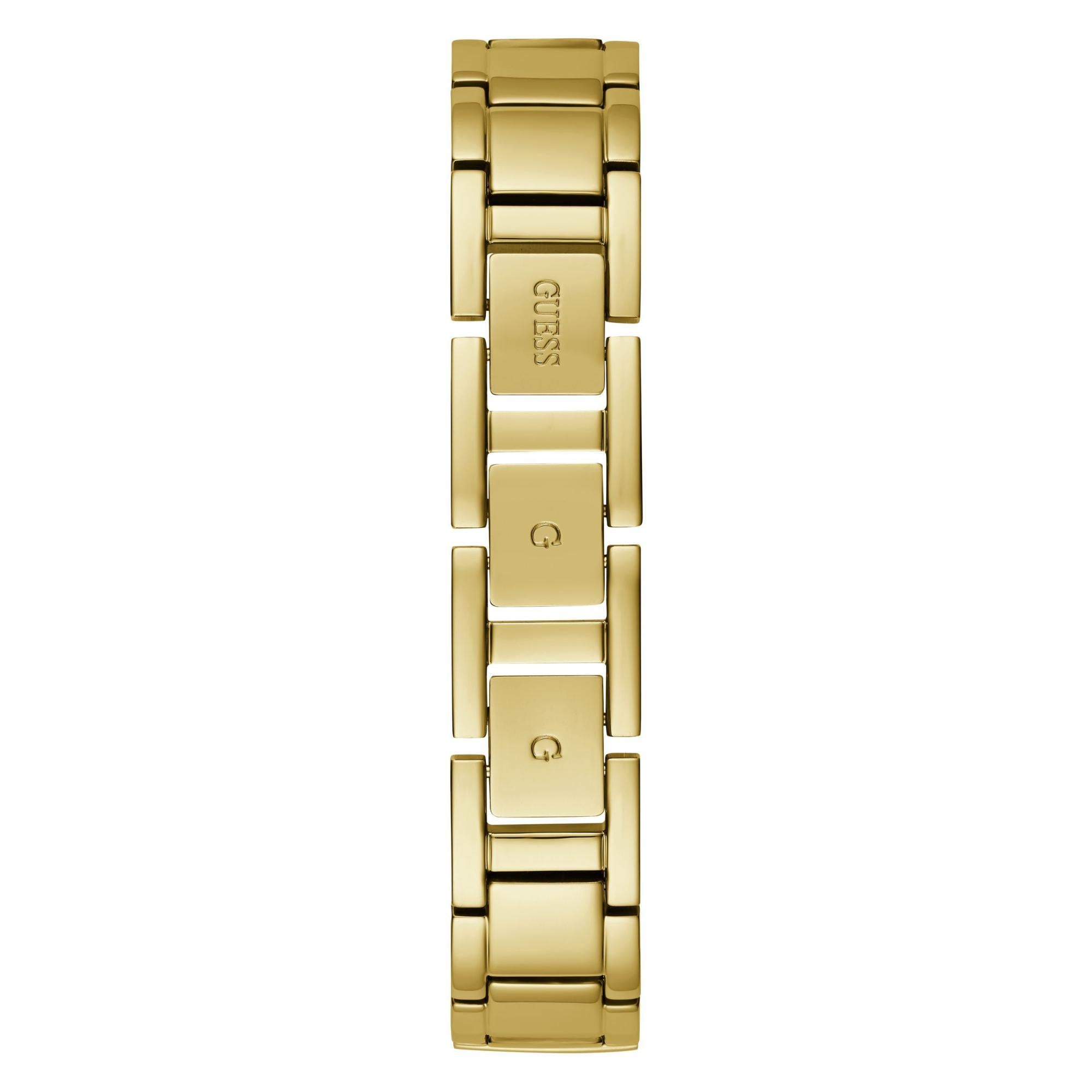 GUESS Damen Goldfarbene Analog Champagner Zifferblatt Uhr mit Edelstahlarmband GW0476L2