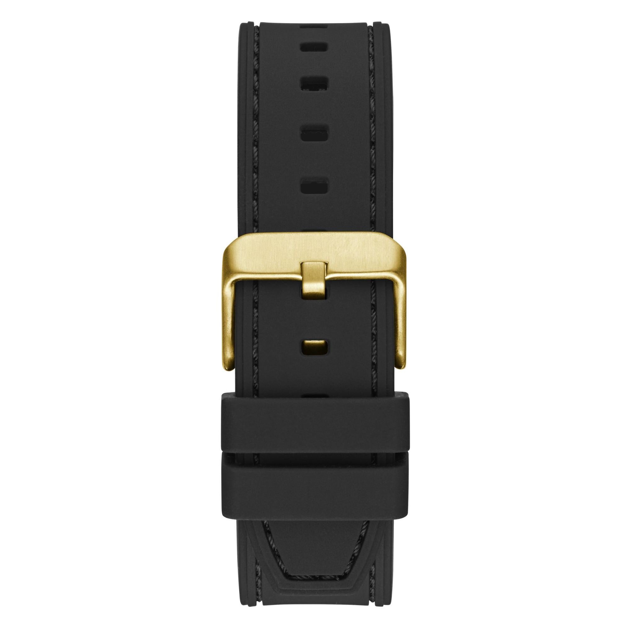 GUESS Black Gold Multi-Function Green Dial Silicone Strap Men’s Watch GW0571G3