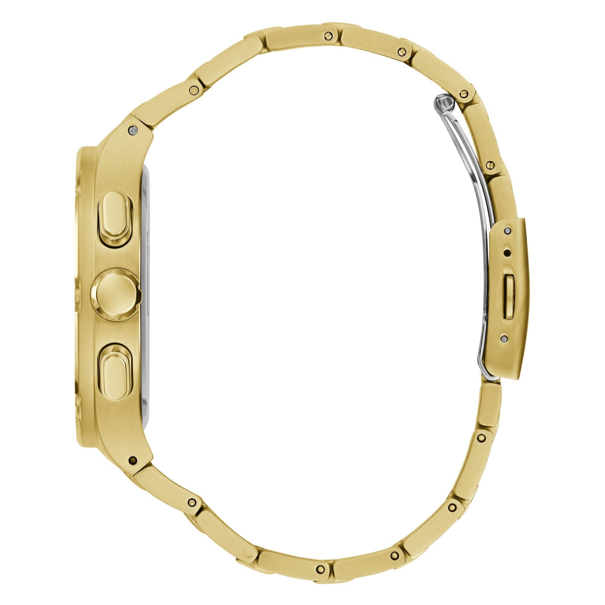 GUESS Gold Tone Multi-Function Black Dial Steel Strap Men's Watch GW0572G2
