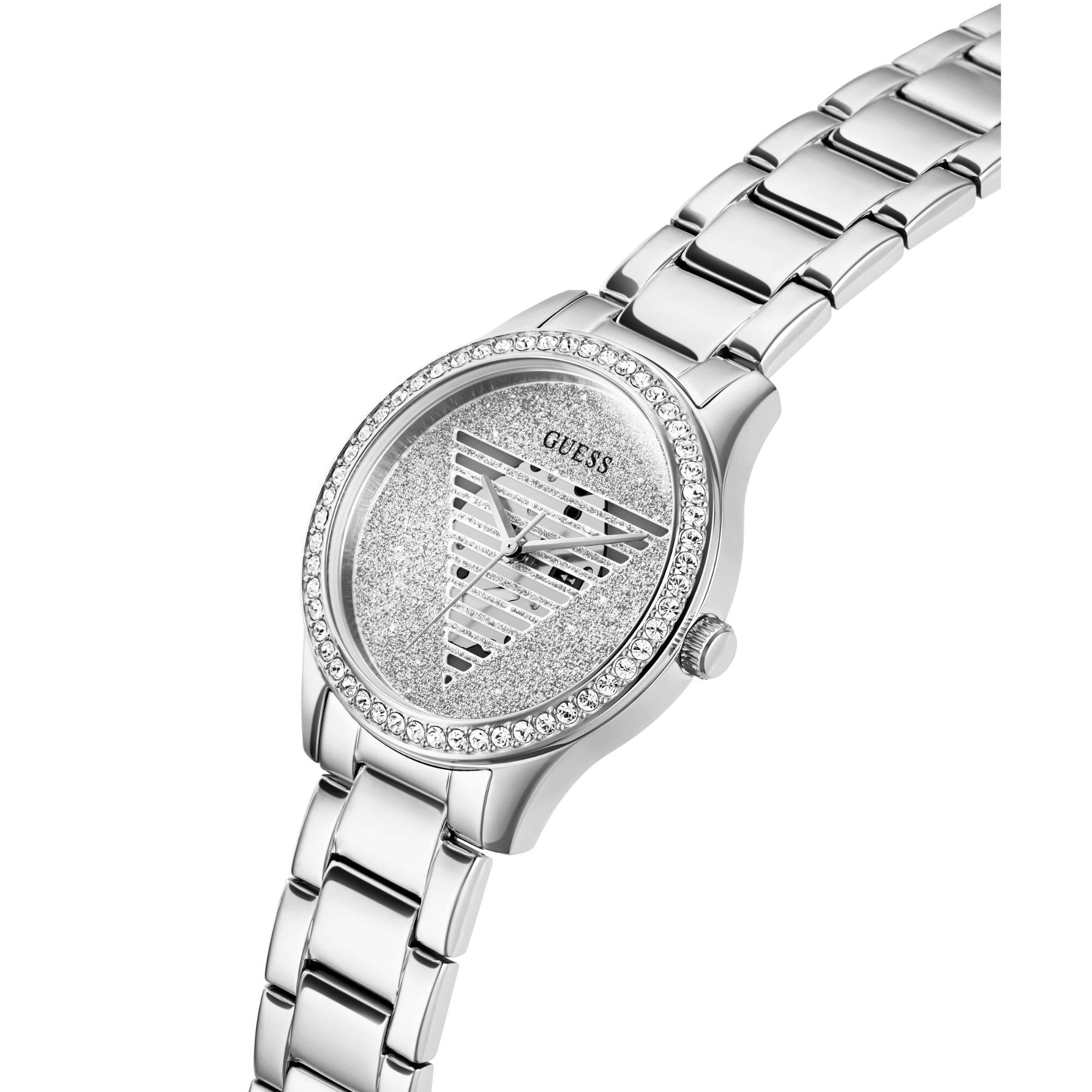 GUESS Silver Dial Analog with Stainless Steel Strap Ladies Watch GW0605L1