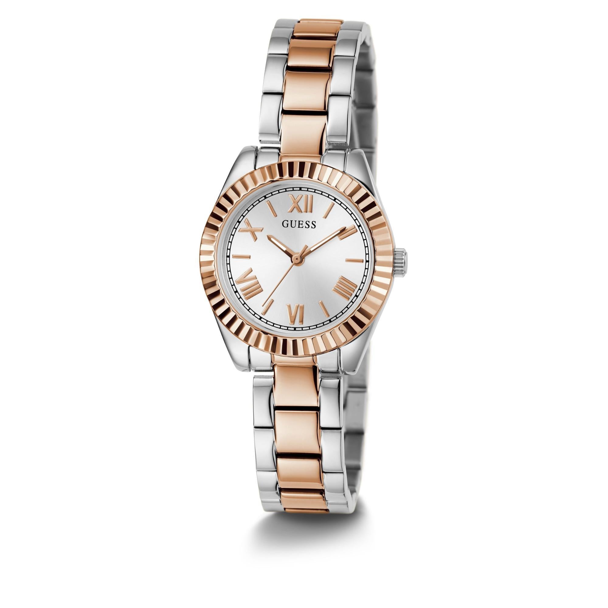 GUESS Mini Luna 2-Tone Analog Silver Dial Steel Strap Ladies Watch GW0687L3