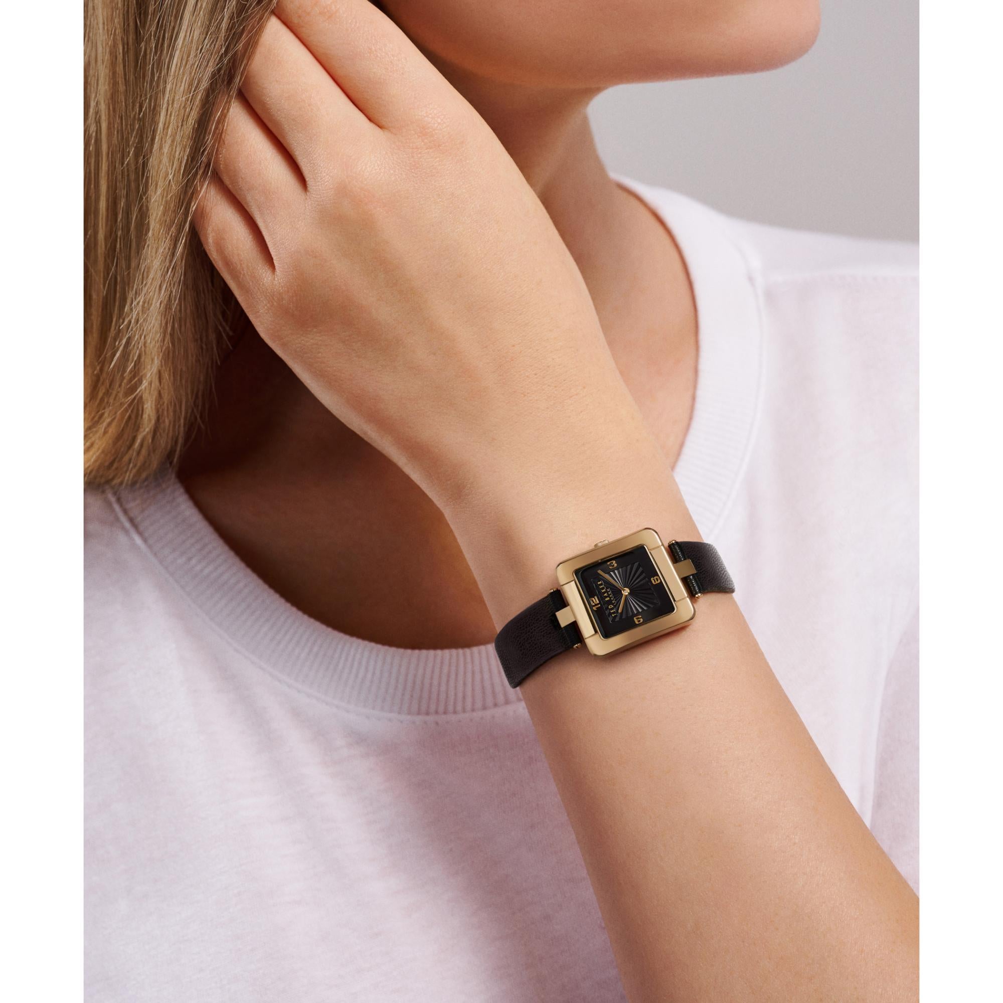 Ted Baker Mayse Schwarzes Zifferblatt Lederarmband Damenarmbanduhr BKPMSS301