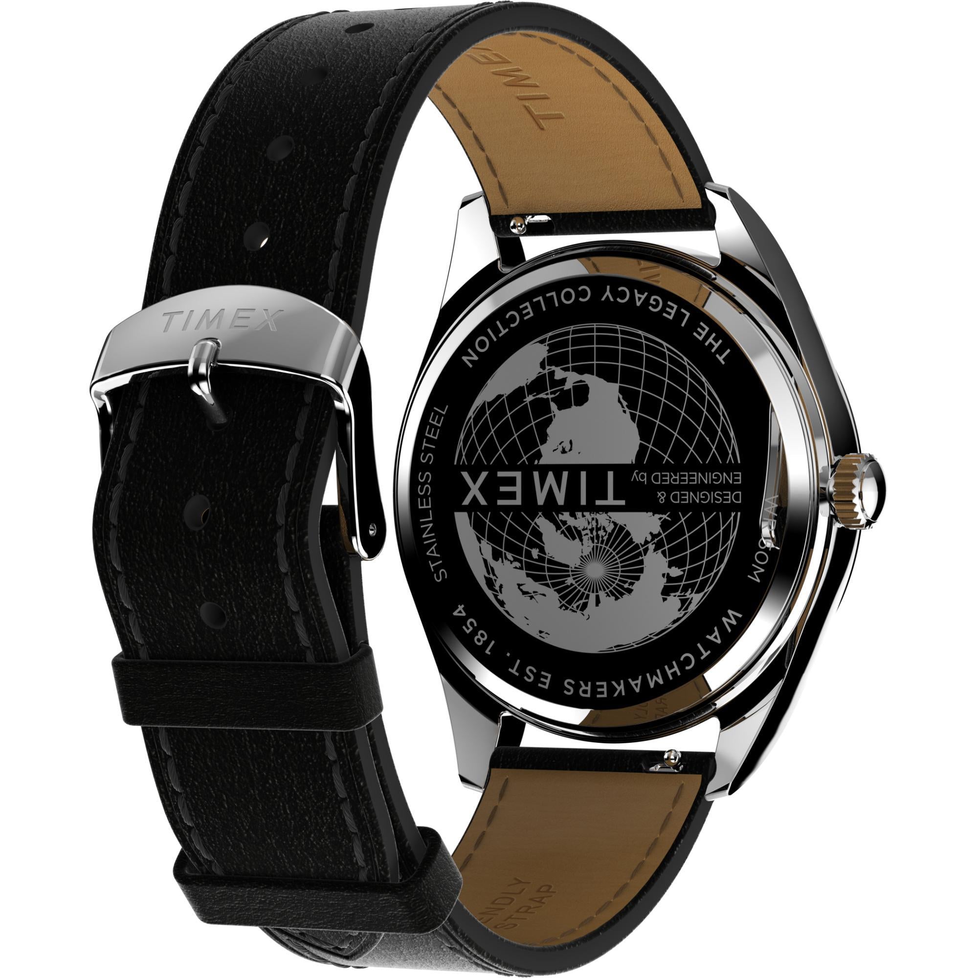 Timex Legacy 41mm Black Dial Leather Mens Quart Watch TW2W57400