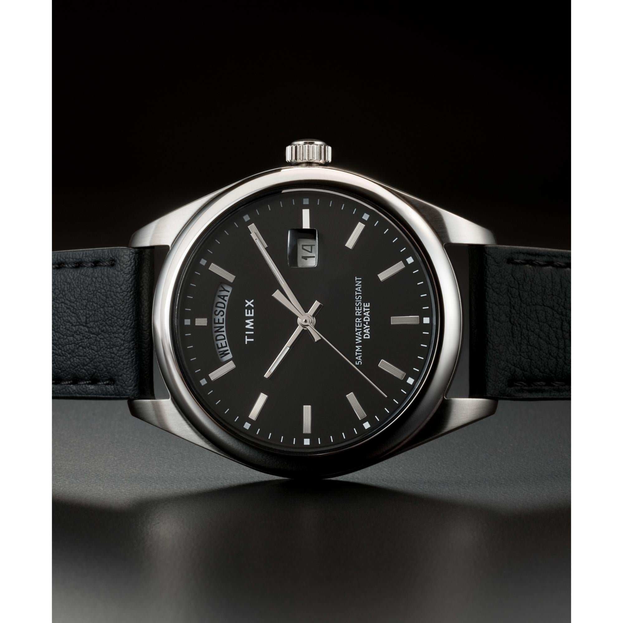 Timex Legacy 41mm Black Dial Leather Mens Quart Watch TW2W57400