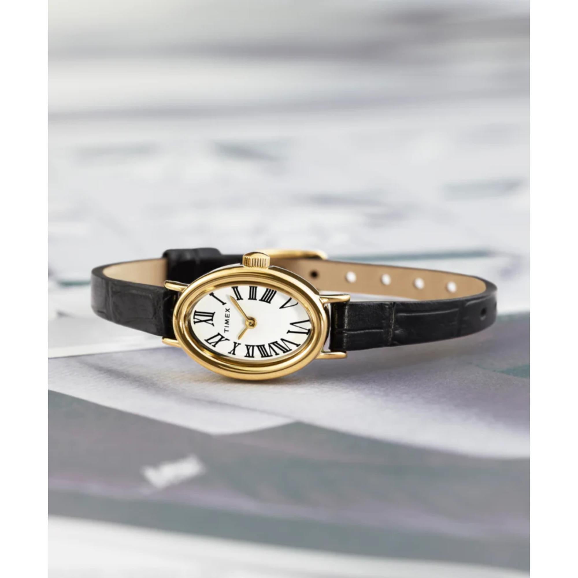 Timex Cavatina 19mm White Dial Leather Ladies Quartz Watch TW2W78300