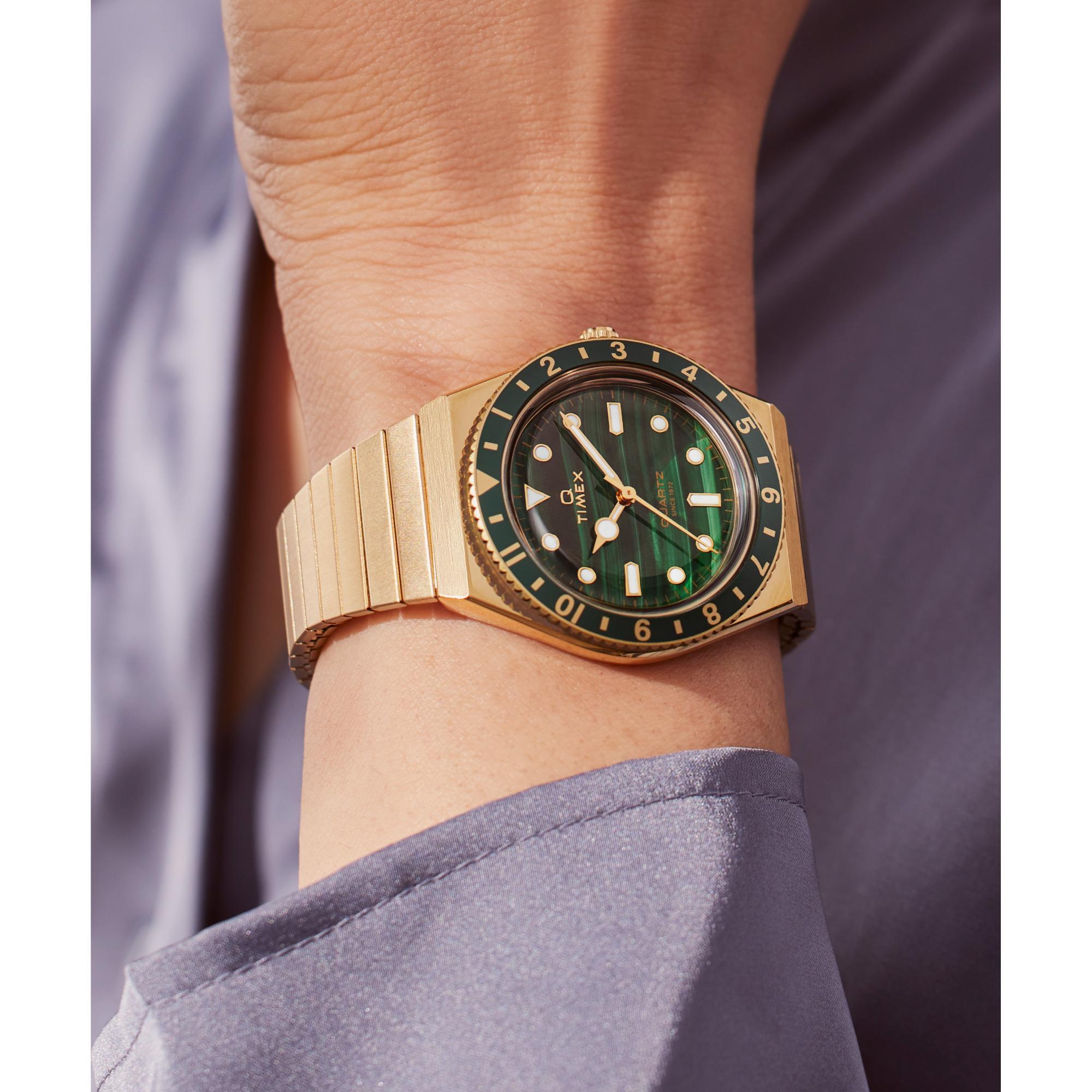 Timex Q 36mm Green Dial Steel Ladies Quartz Watch TW2V92200