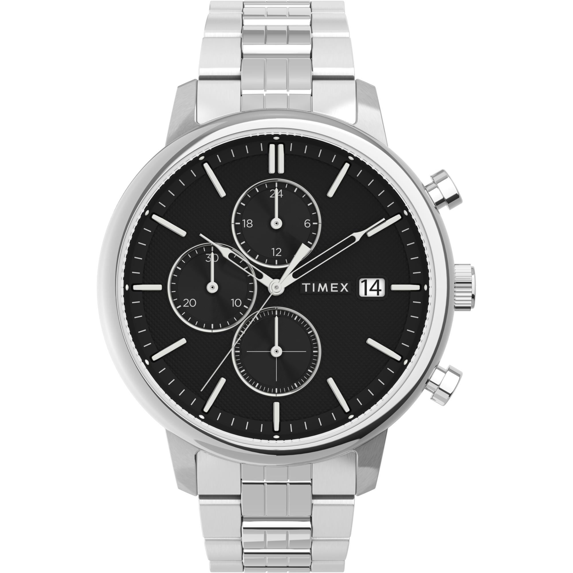 Timex Chicago Chrono Black Dial Steel Strap Men's Watch TW2V01600