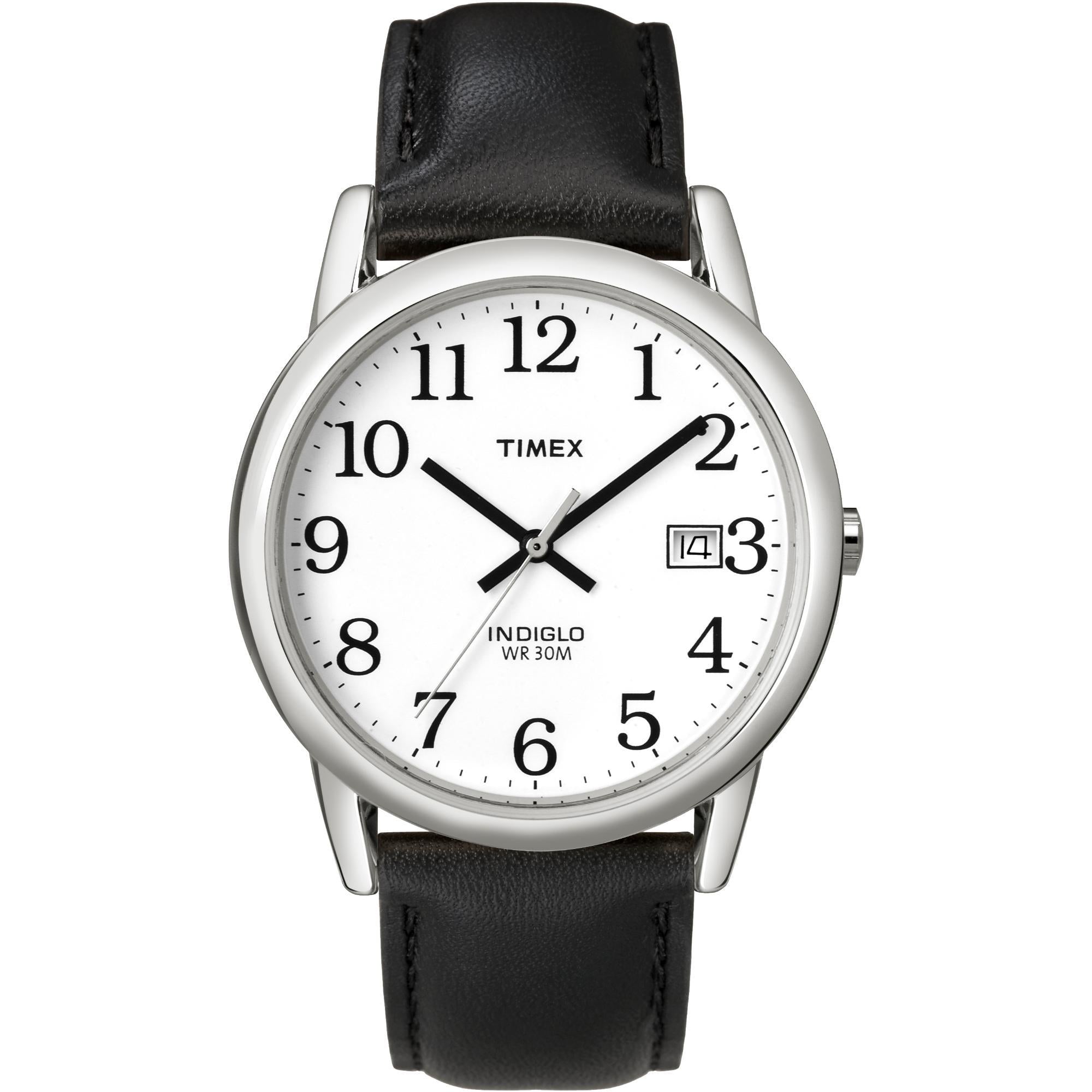 Timex Easy Reader 35mm Weißes Zifferblatt Leder Herren Quarz Uhr T2H281