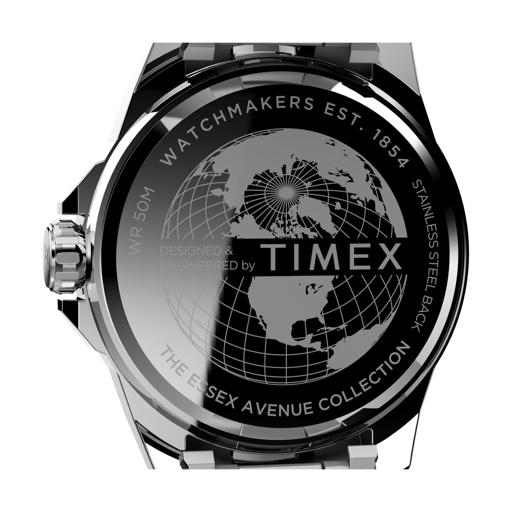 Timex Essex 44mm Chronograph Blue Dial Steel Mens Quartz Watch TW2V43300