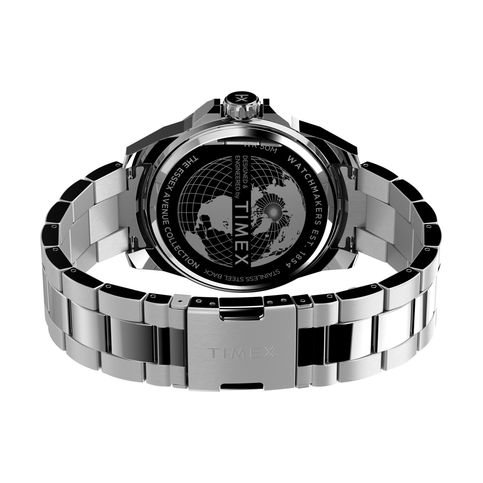 Timex Essex 44mm Grünes Zifferblatt Stahl Herren Quarz Uhr TW2W13900