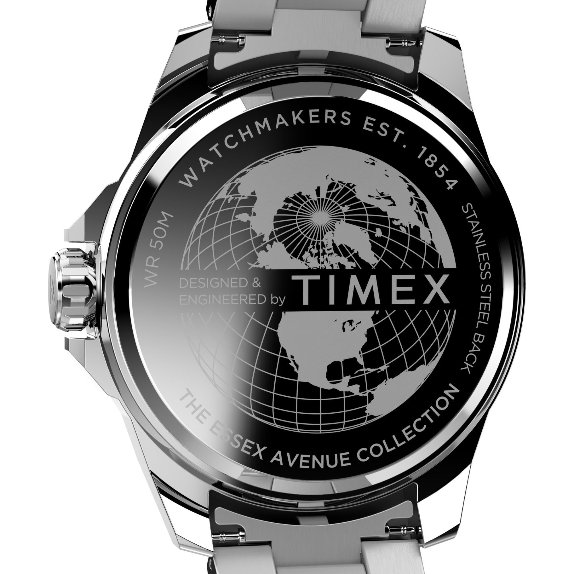 Timex Essex 44mm Grünes Zifferblatt Stahl Herren Quarz Uhr TW2W13900