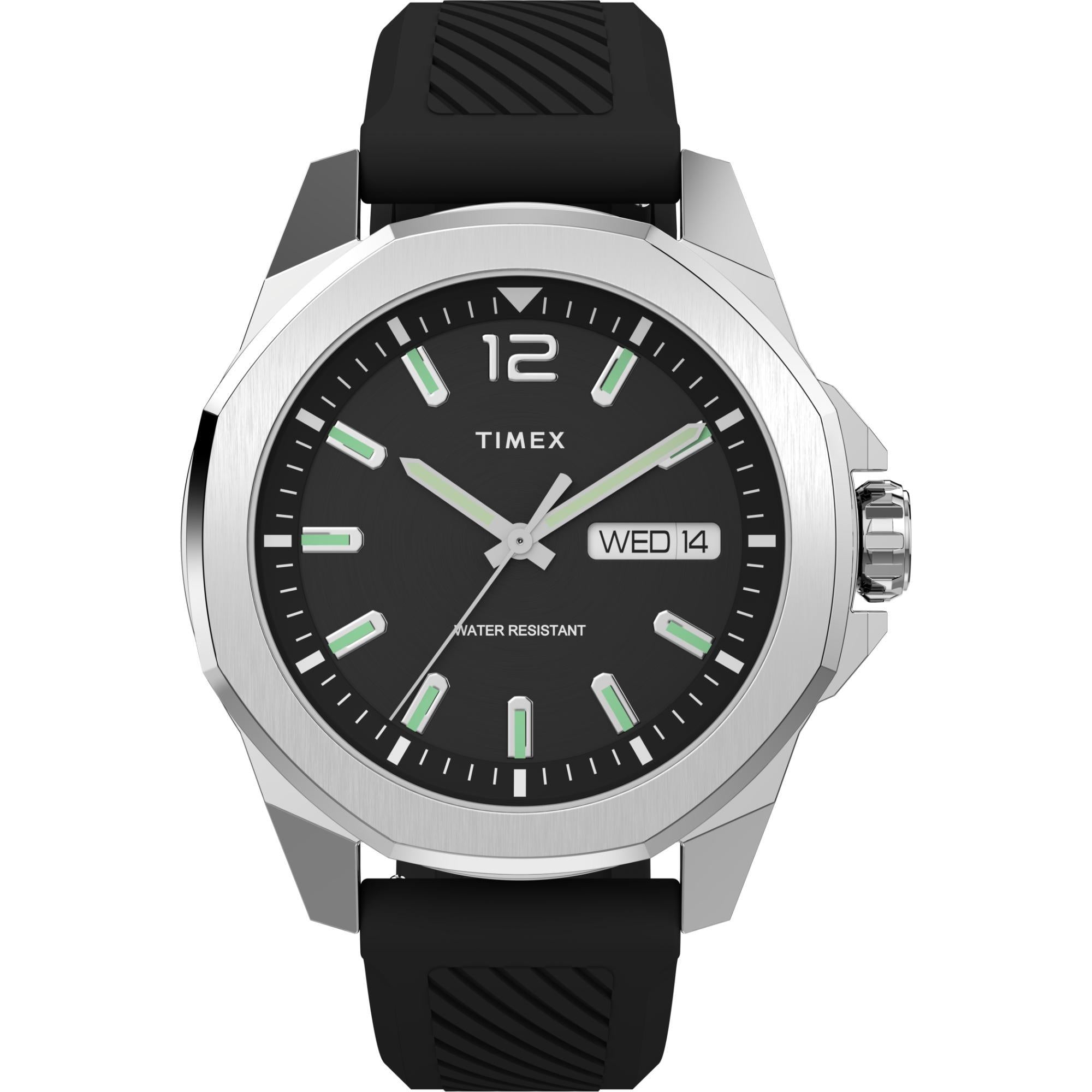 Timex Essex 46mm Black Dial Silicone Mens Quartz Watch TW2W42900