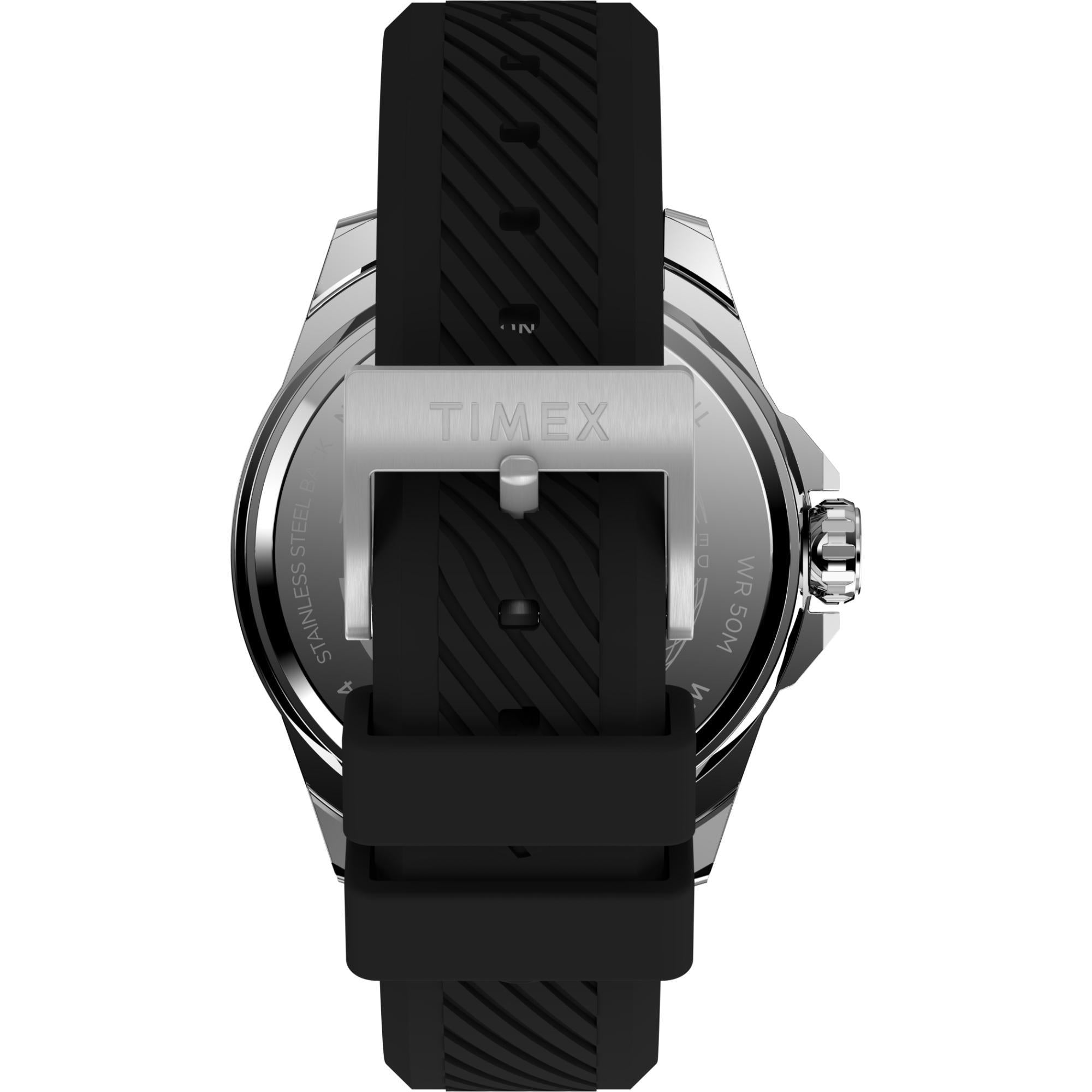 Timex Essex 46mm Black Dial Silicone Mens Quartz Watch TW2W42900