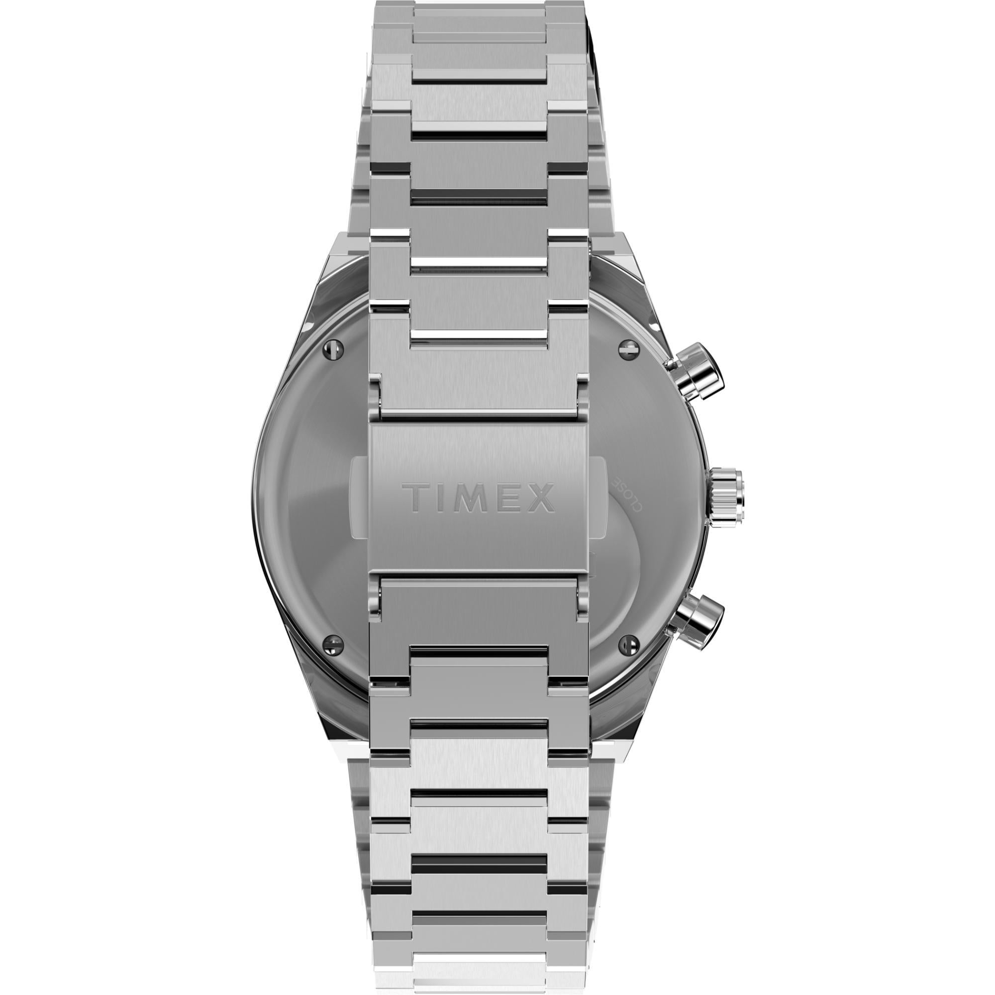 Timex Q 40mm Chronograph Blue Dial Steel Mens Quartz Watch TW2W33700