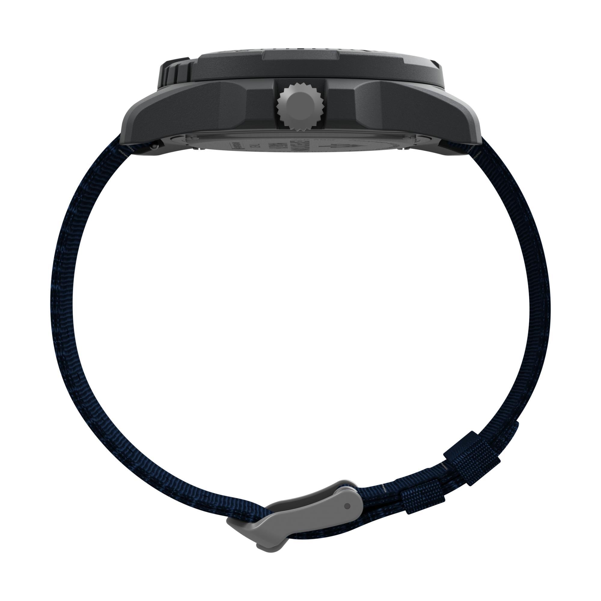 Black dog collar with a gray buckle on a white background