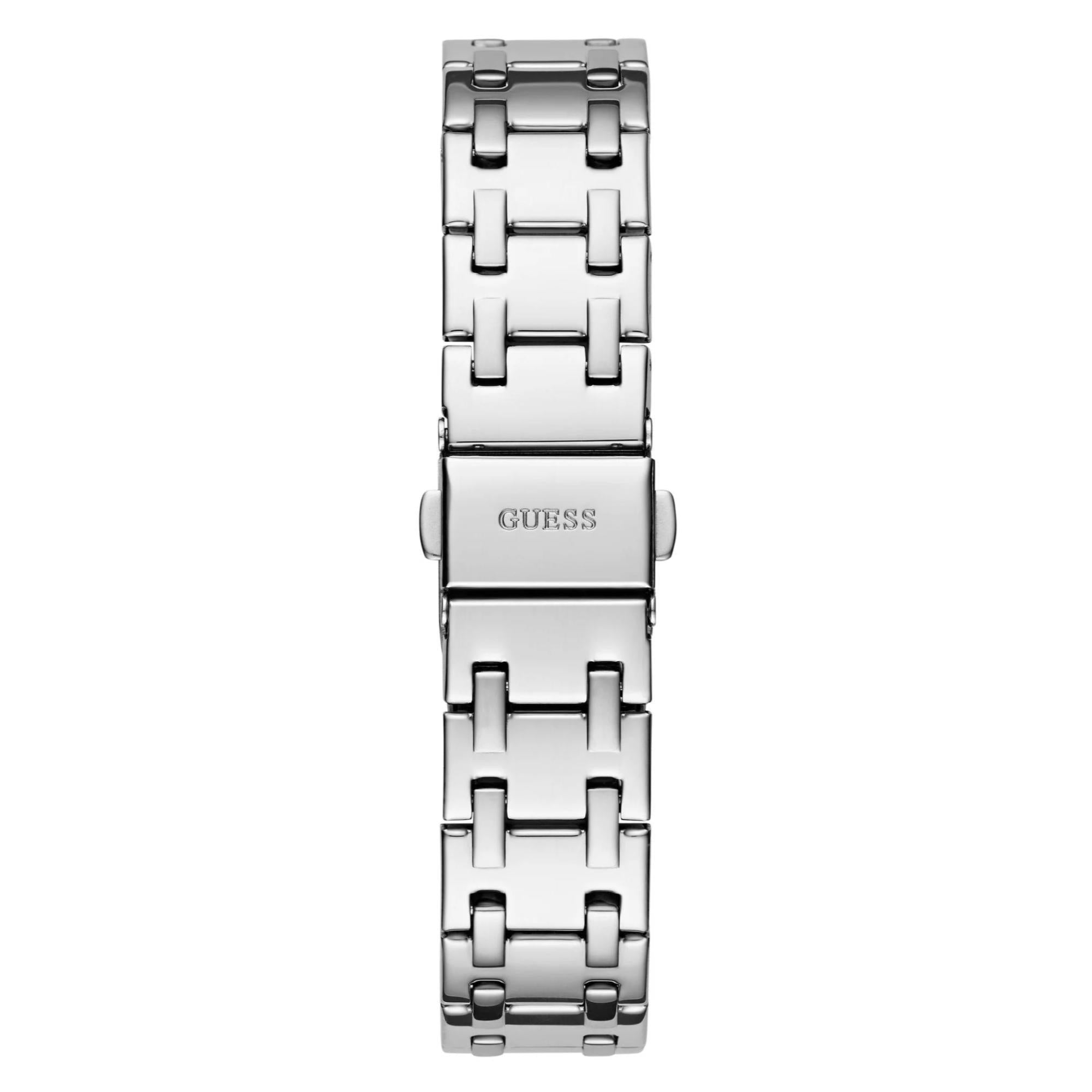 GUESS Silberfarbene Analog Blaues Zifferblatt Damen Uhr GW0770L1