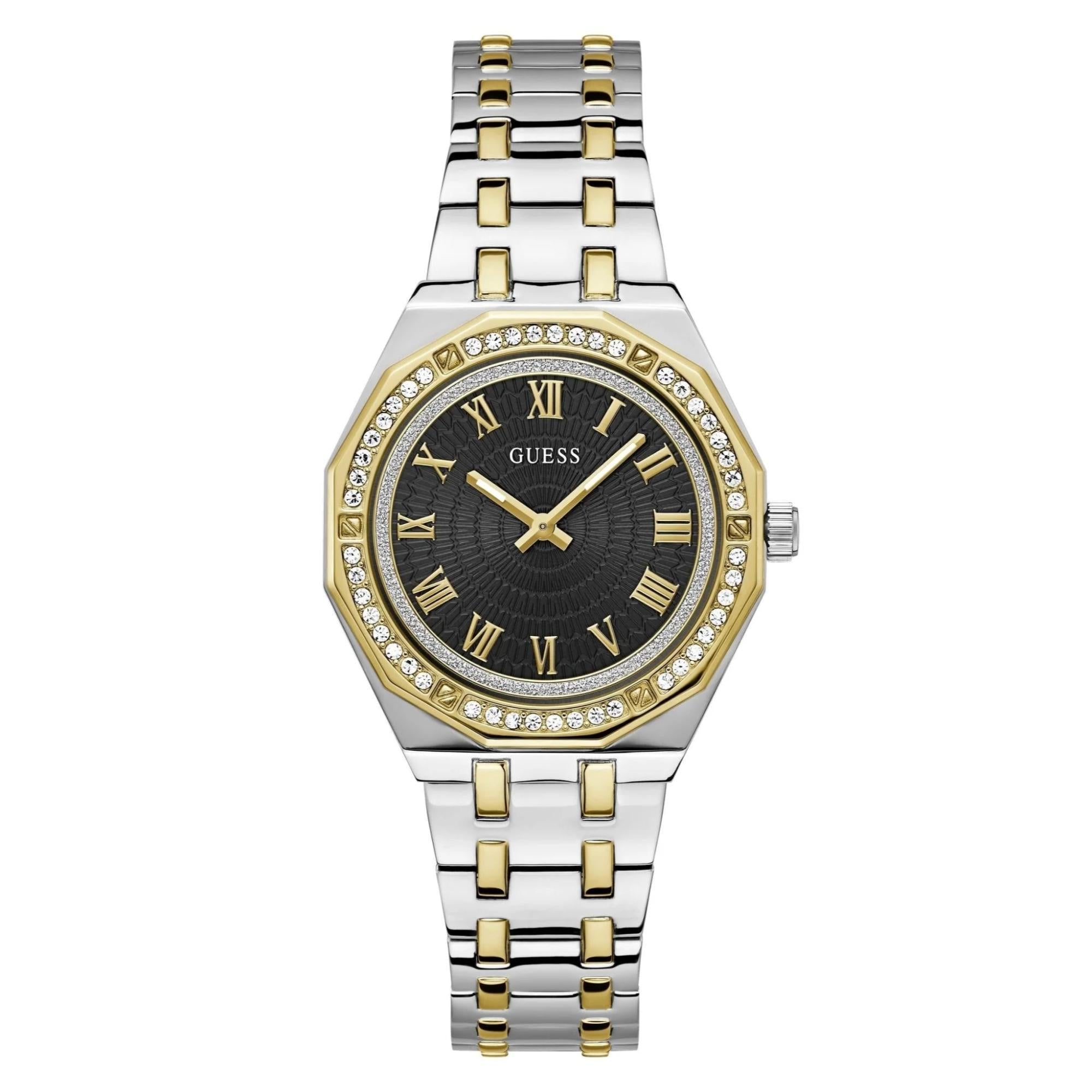 GUESS Two-Tone Stainless Steel Analog Black Dial Ladies Watch GW0770L4