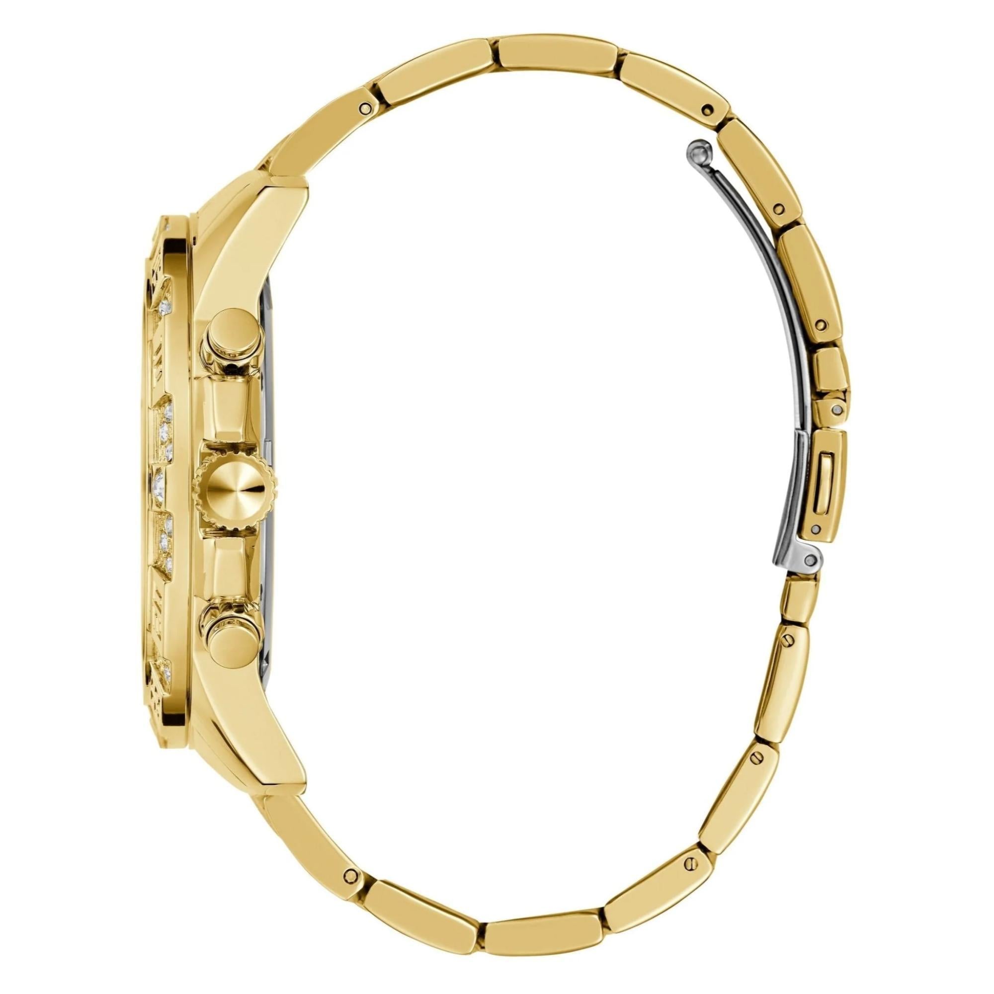 GUESS Majestic Goldfarbene Edelstahlarmband Champagner Zifferblatt Herren Uhr GW0796G2