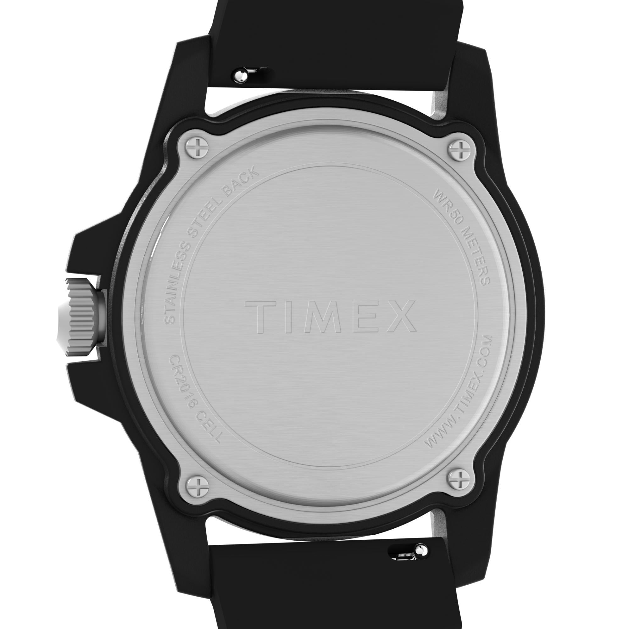 Timex Main Street 42mm Schwarze Zifferblatt Gummi Herren Quarz Uhr TW5M61200