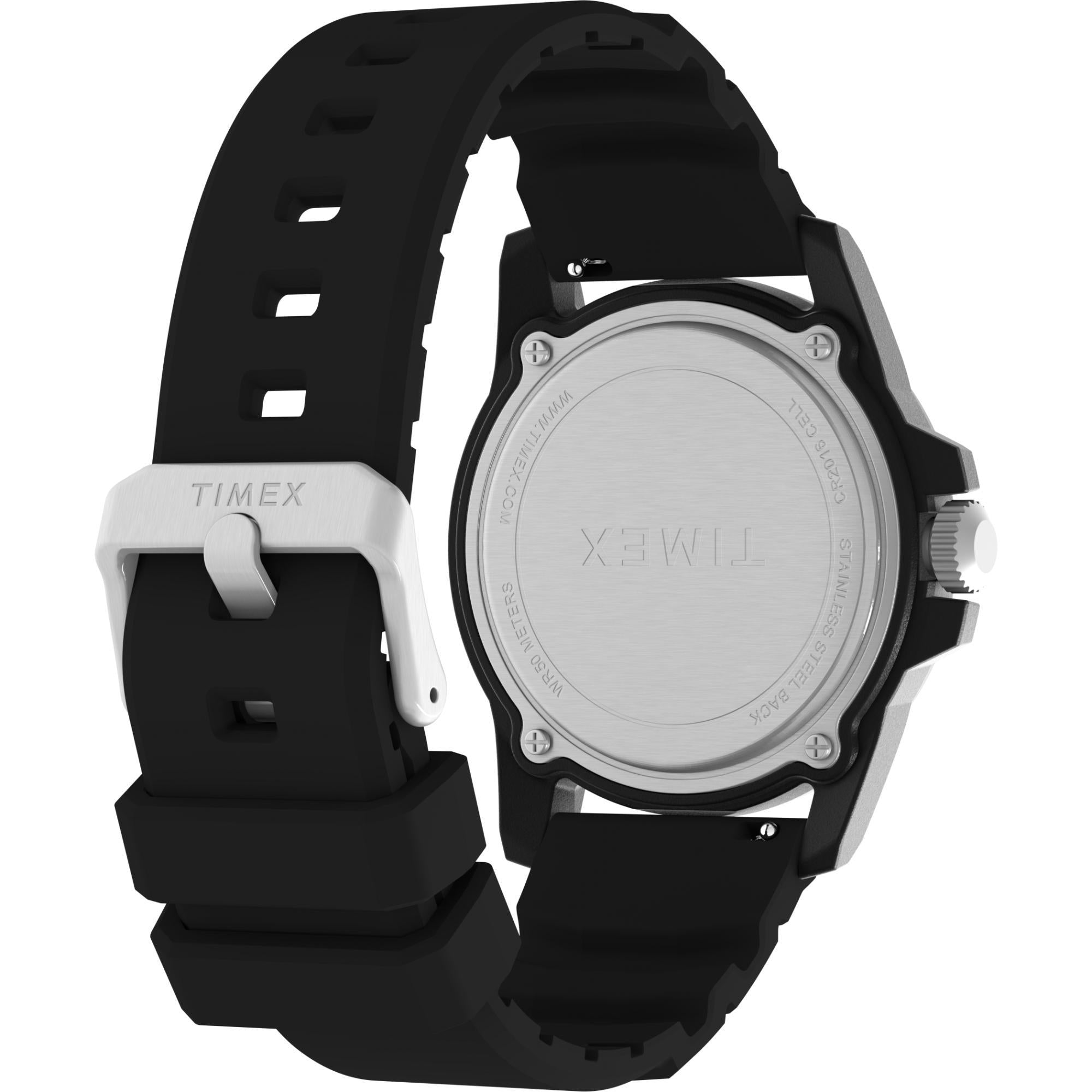 Timex Main Street 42mm Schwarze Zifferblatt Gummi Herren Quarz Uhr TW5M61200