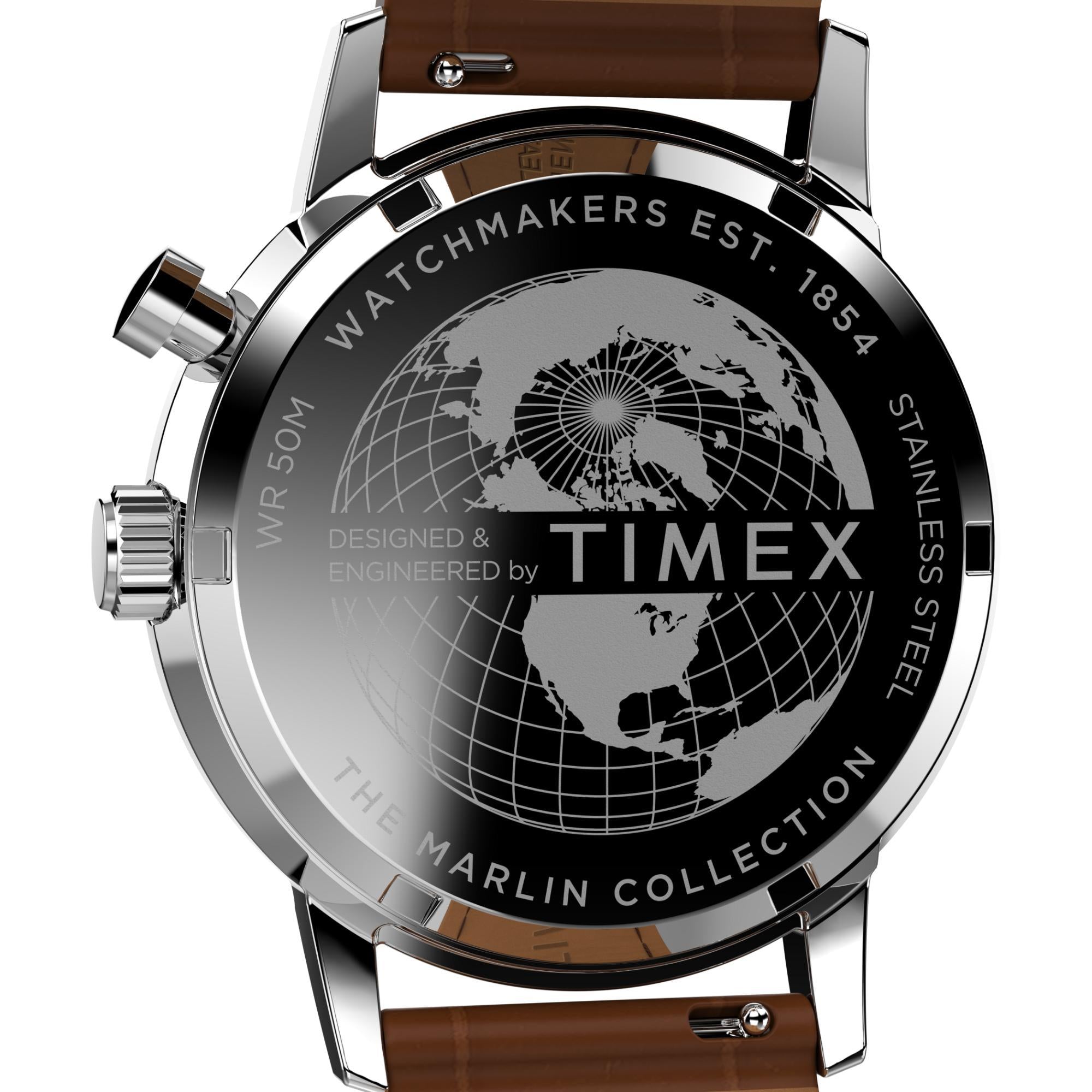 Timex Marlin 40mm Steel Case Green Dial Leather Mens Quartz Watch TW2W51000