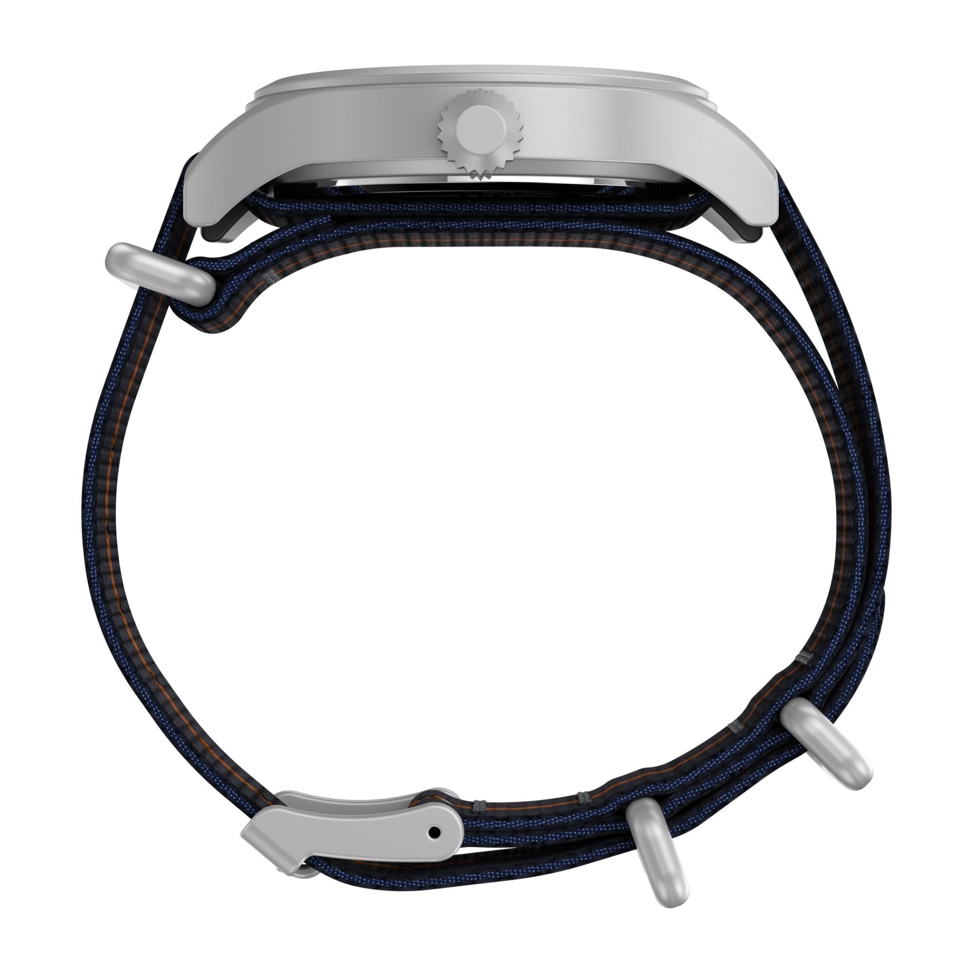 Timex Expedition North® Sierra IP Silber Gehäuse Weiße Zifferblatt Blauer Stoffarmband Herren Uhr TW2V22800