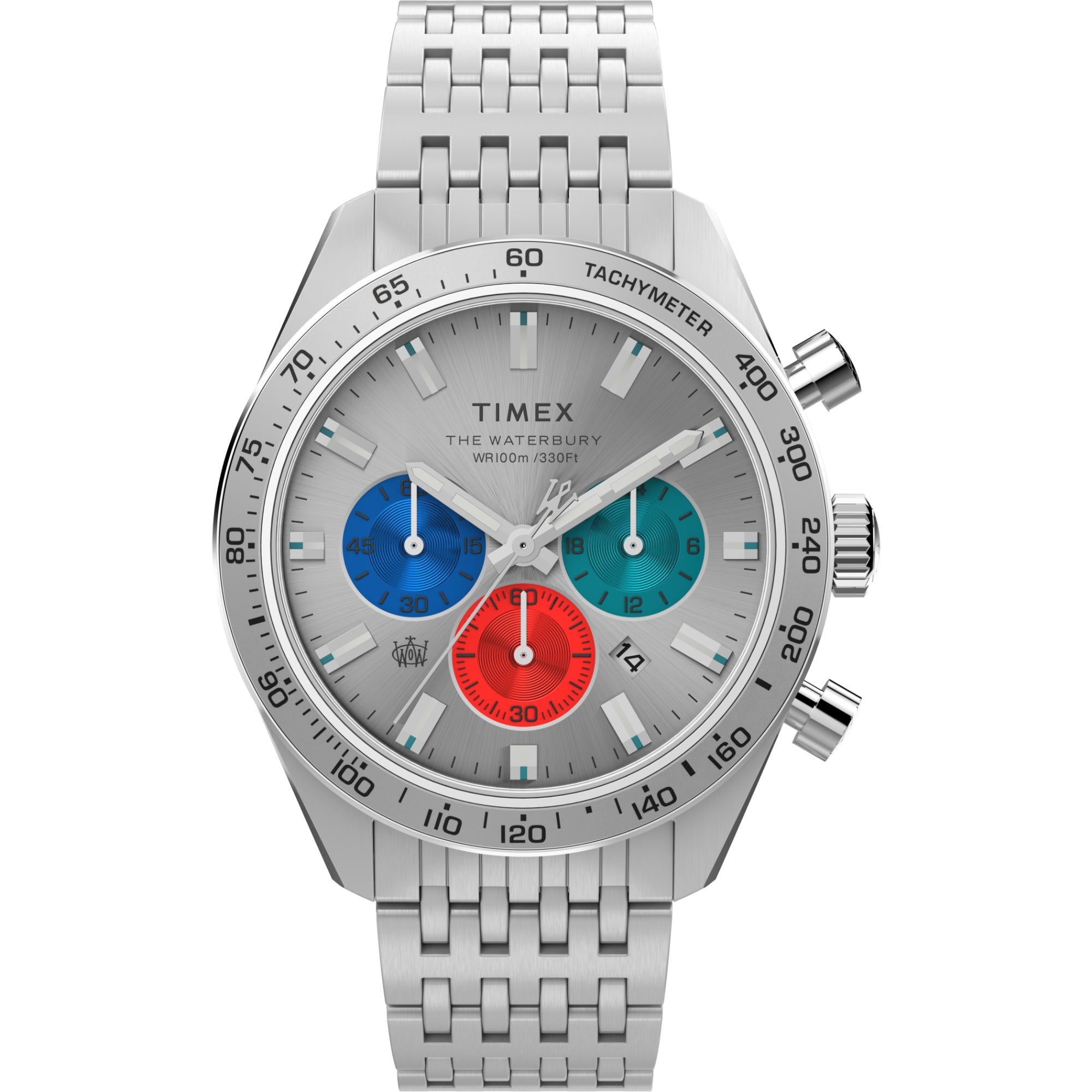 Timex Waterbury Quartz Chronograph Silver Dial Steel Strap Men’s Watch TW2V42400