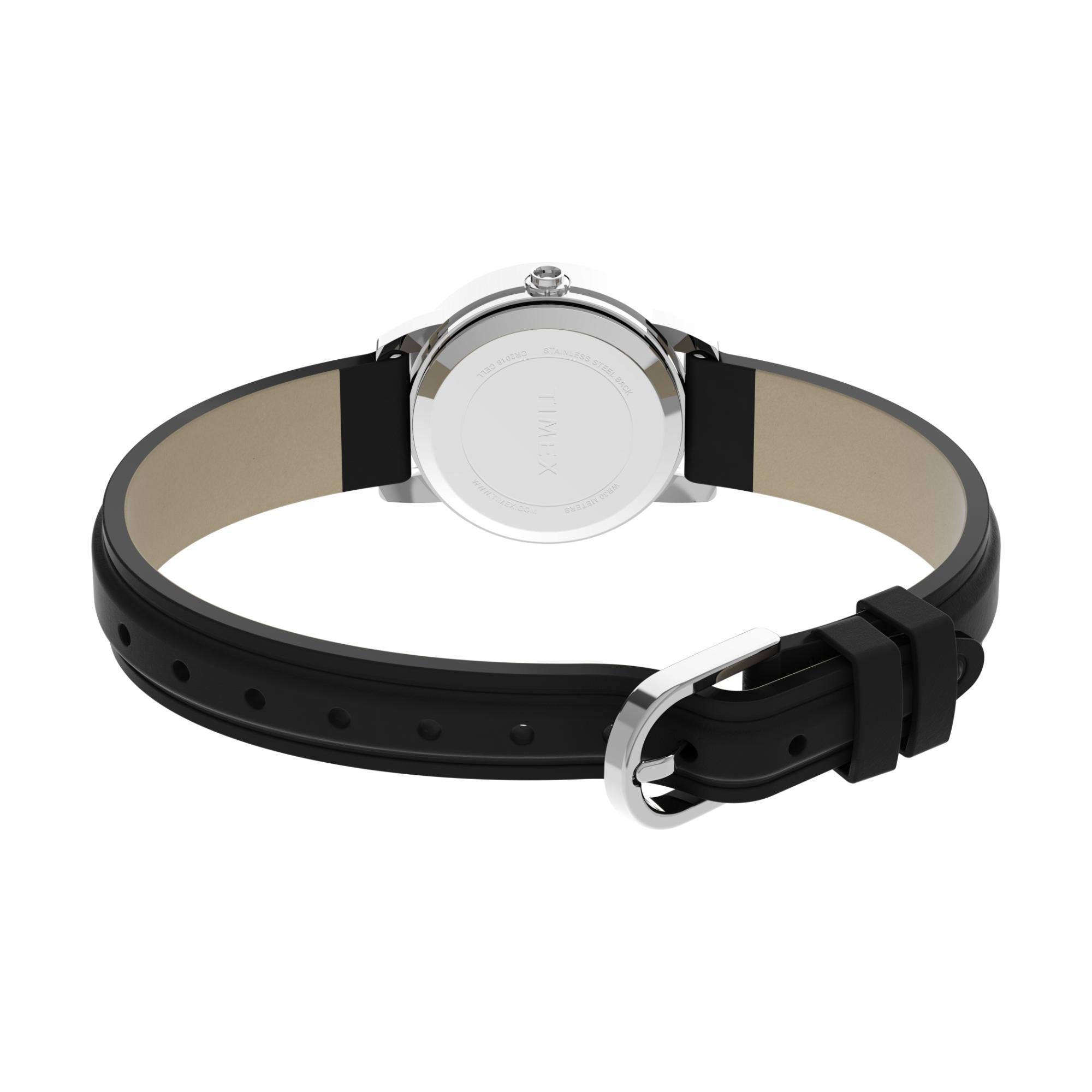 Timex Easy Reader 25mm White Dial Black Leather Ladies Quartz Watch T20441