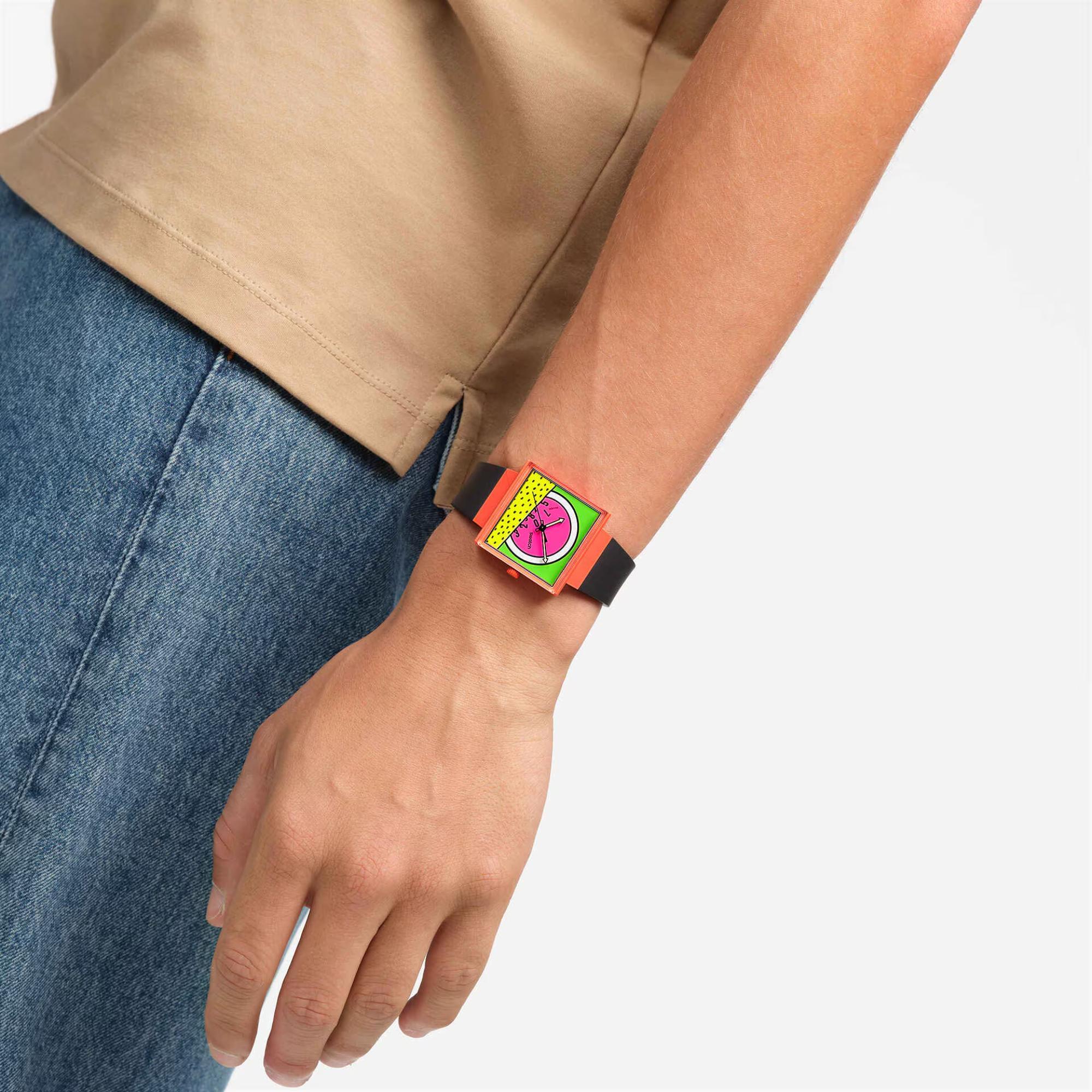 Swatch Break Free Break Time Mehrfarbiges Zifferblatt Bio-basiertes Armband Damen Uhr SO34Z101