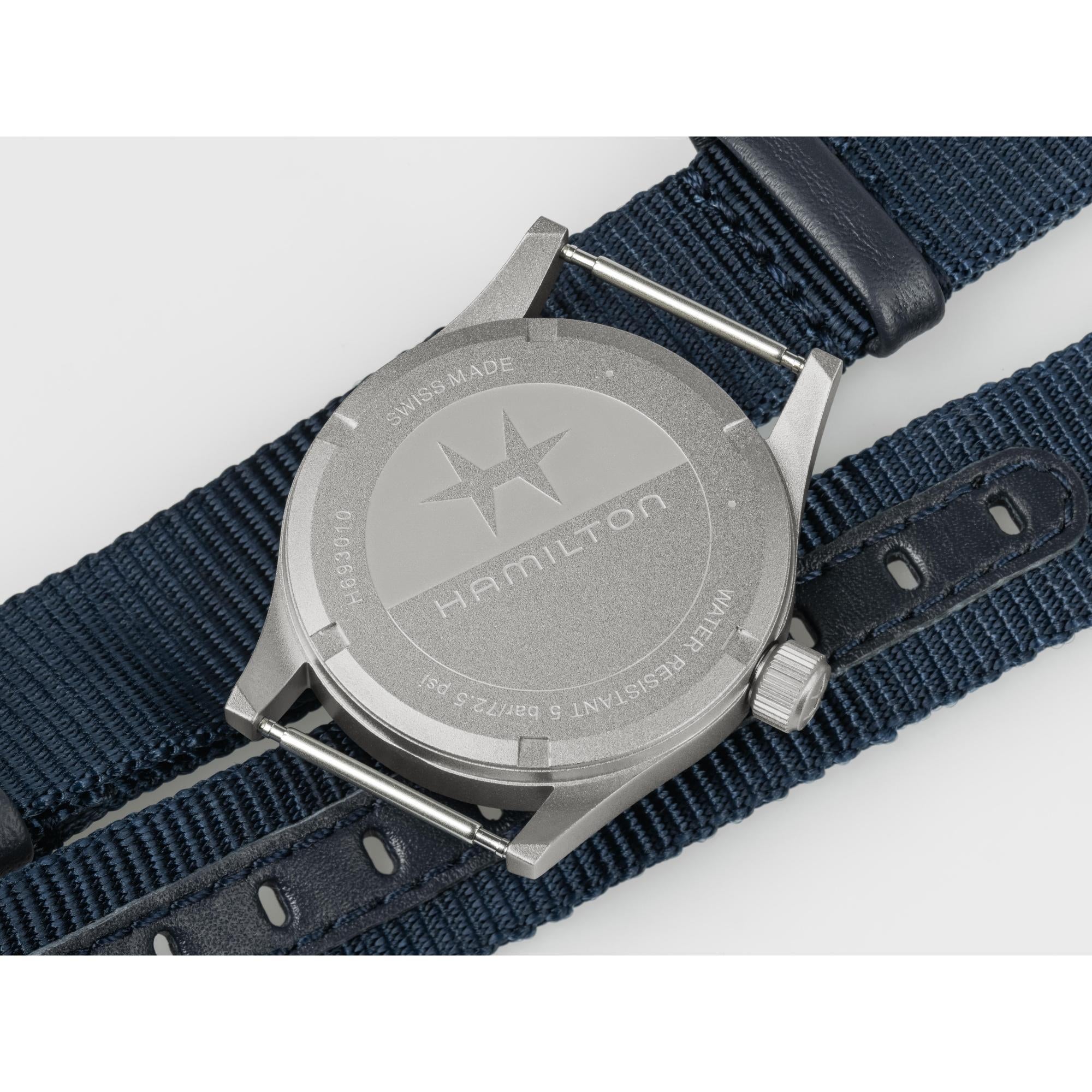 Hamilton Khaki Field 33mm NATO quartz H69301940 back profile