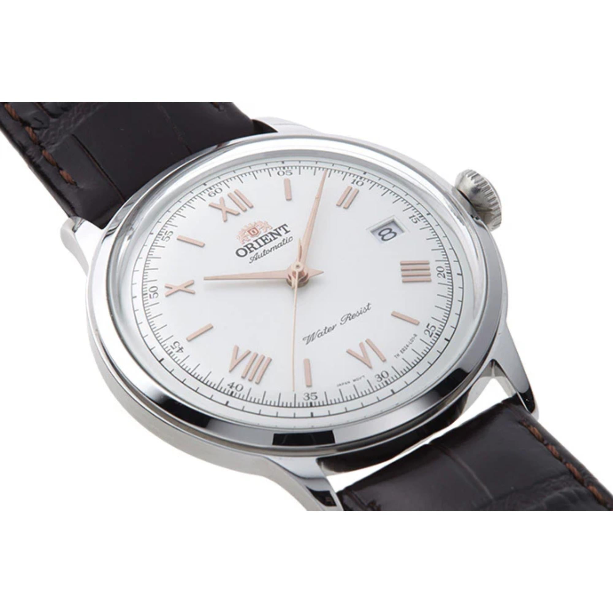 Orient Bambino 40.5mm White Dial Leather Mens Automatic Watch TAC00008W0