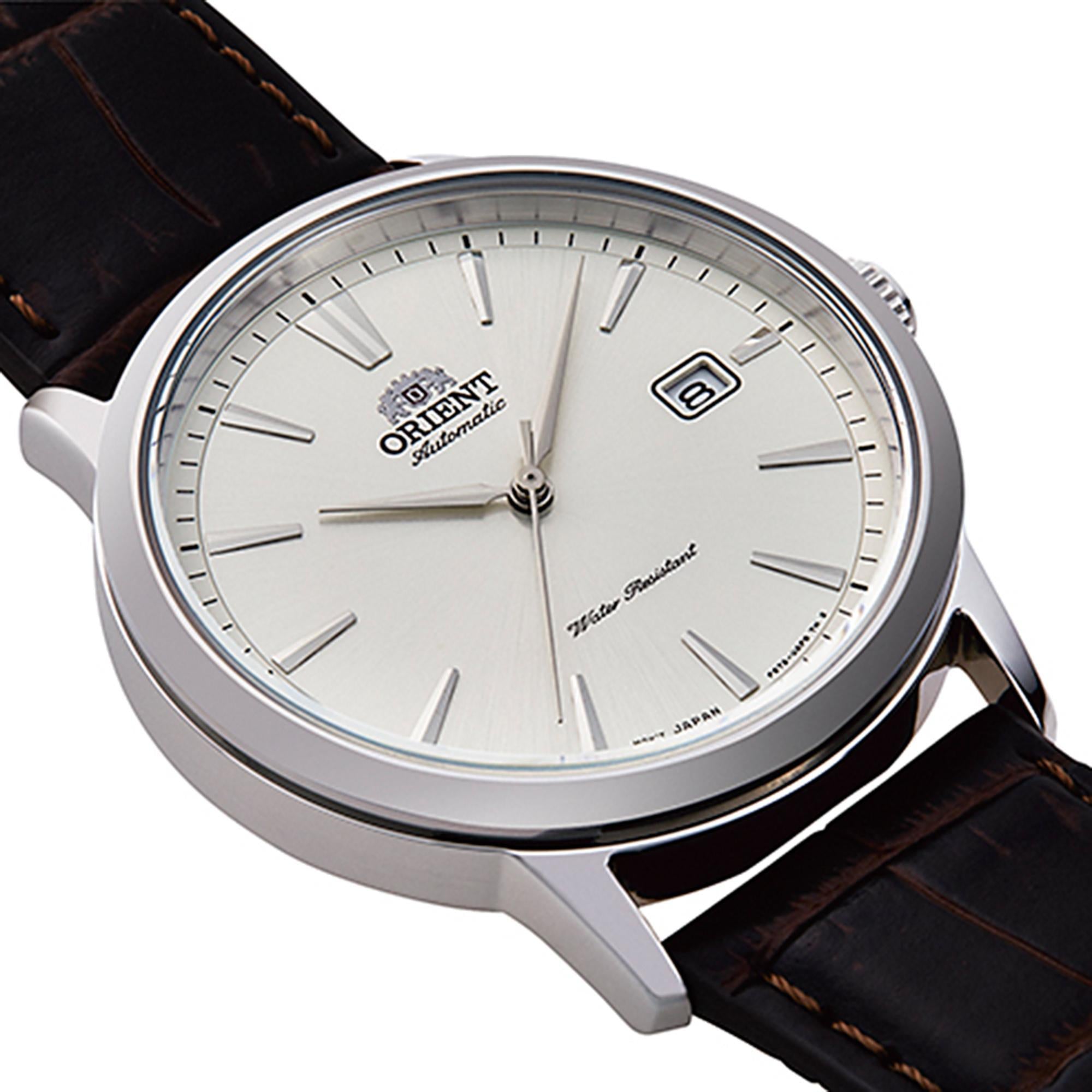 Orient Contemporary 42mm Silver Dial Leather Mens Automatic Watch RA-AC0F07S30B