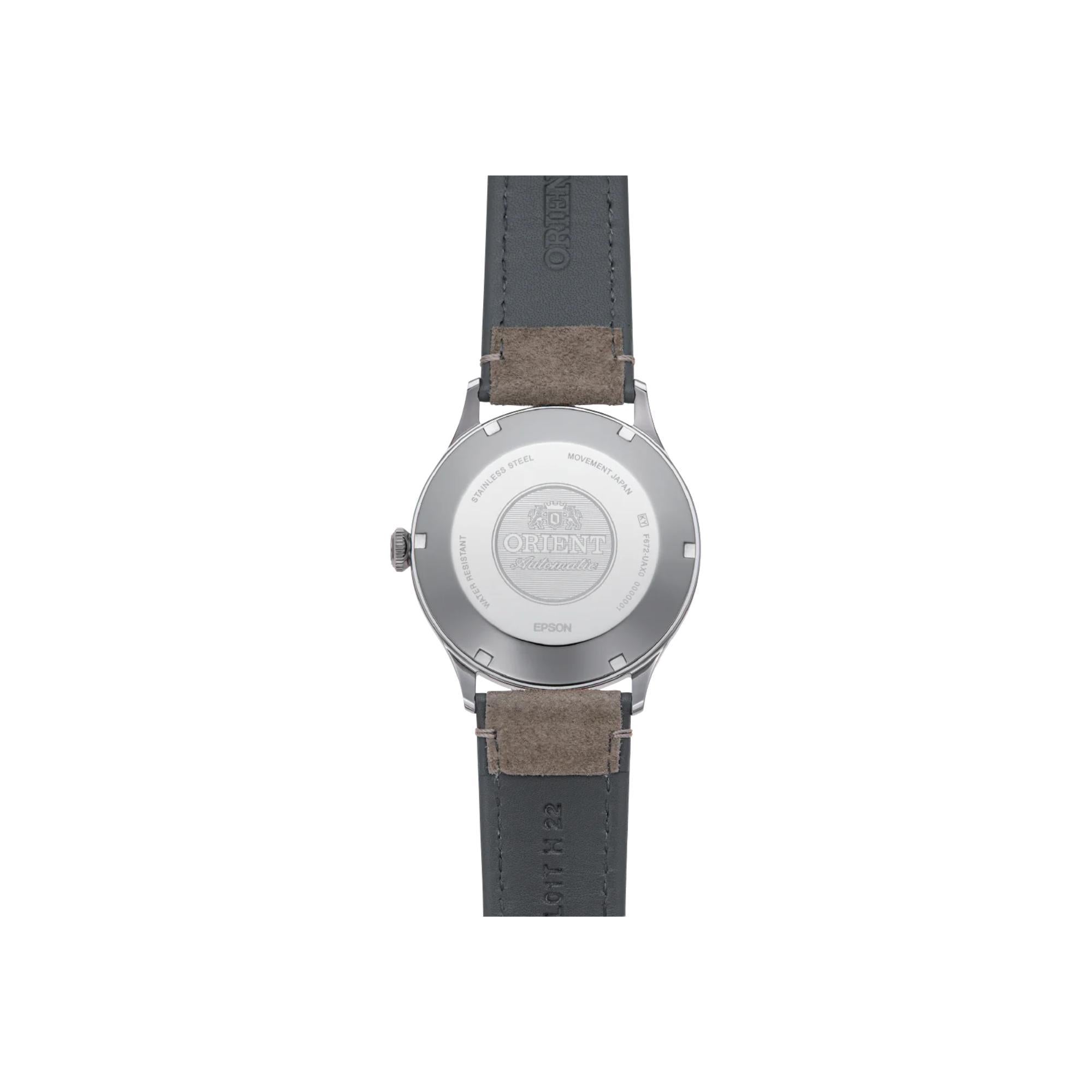 Orient Bambino RA-AC0P03L30B brown leather strap detail
