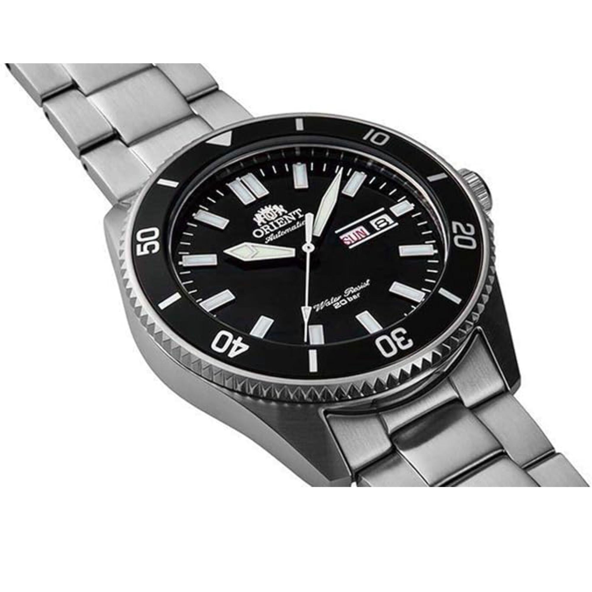 Orient Kano 44mm Black Dial Steel Mens Automatic Watch RA-AA0008B19B