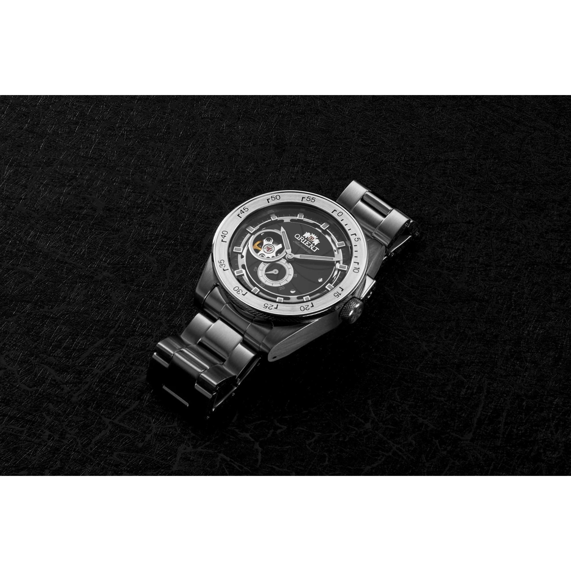 Orient Retro 41mm Future Camera Revival Black Dial Steel Mens Automatic Watch RA-AR0201B10B