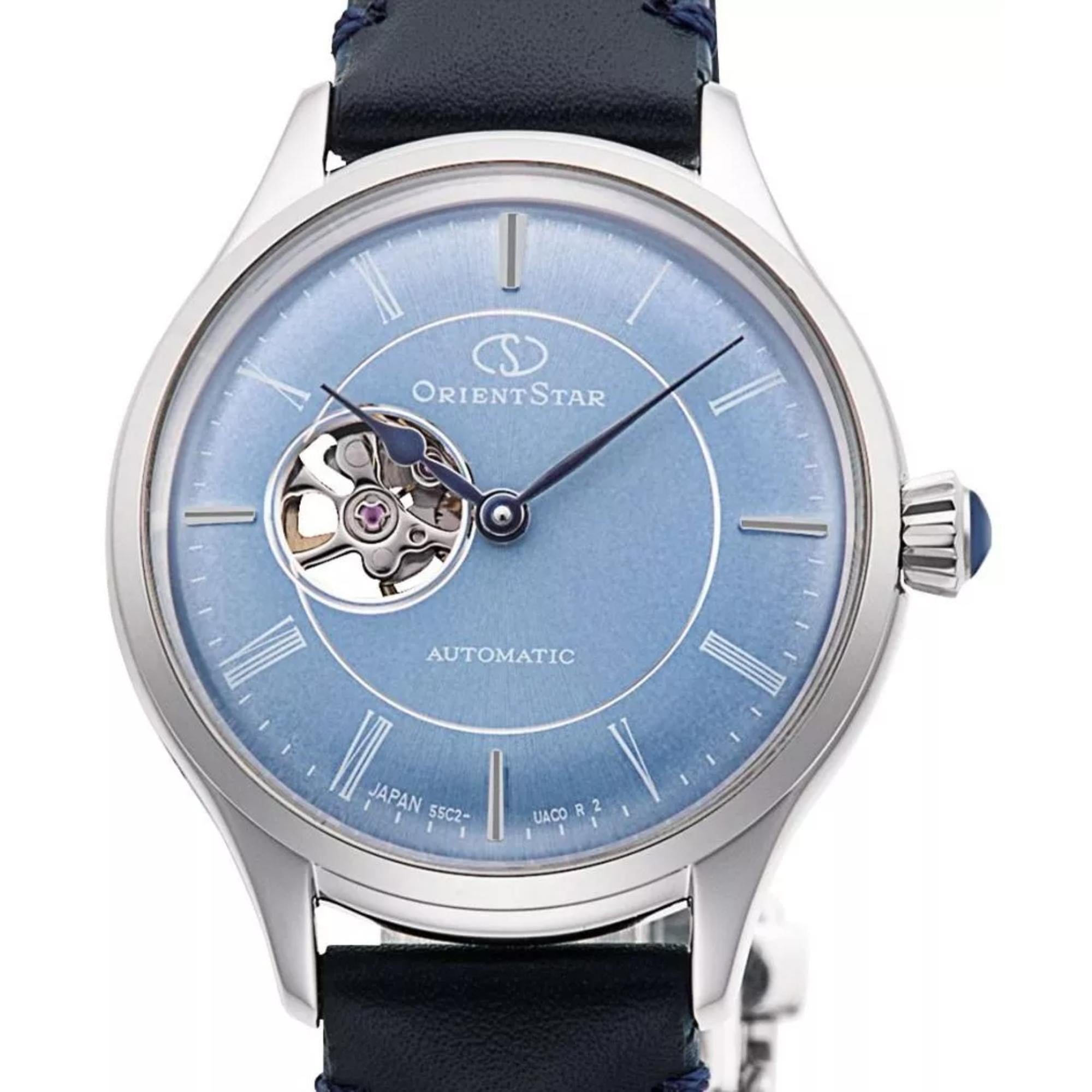 Orient Star Classic 37mm Semi Skeleton Blue Dial Leather Ladies Automatic Watch RE-ND0012L00B (Expected 25th October 2024)