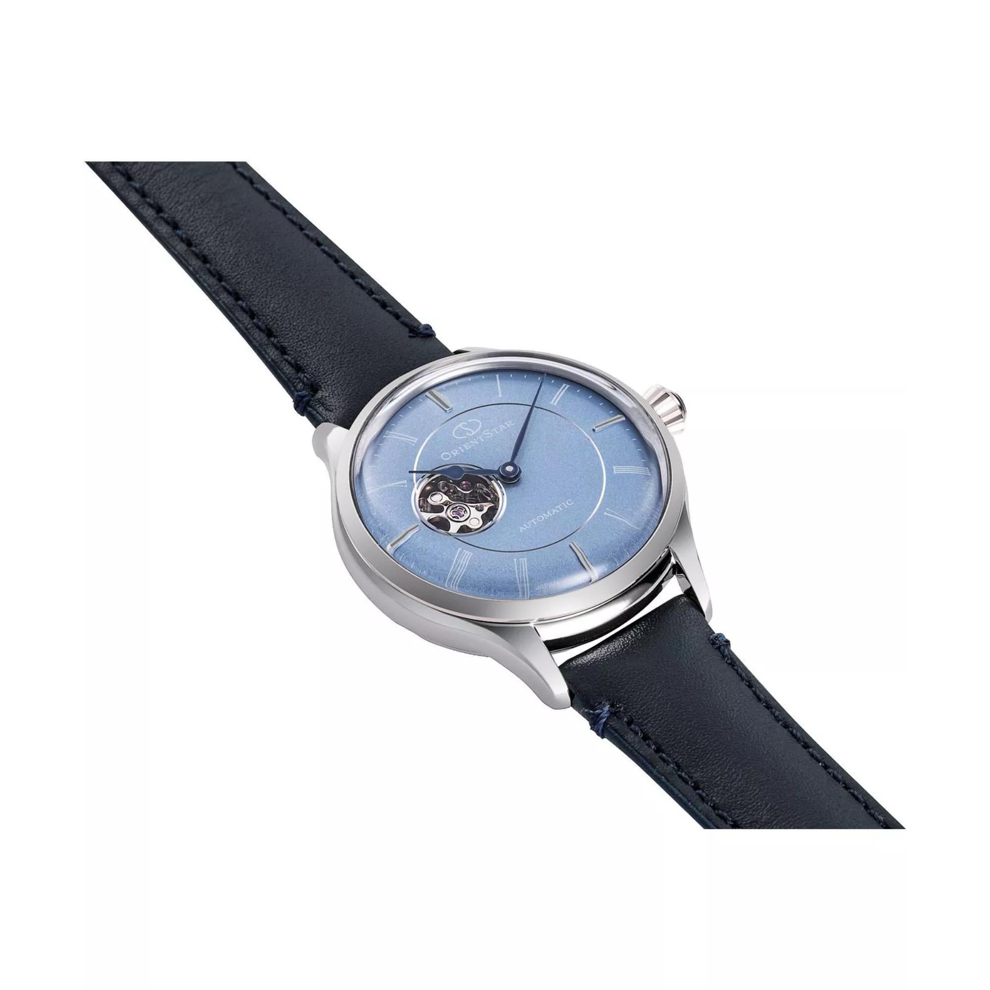 Orient Star Classic 37mm Semi Skeleton Blue Dial Leather Ladies Automatic Watch RE-ND0012L00B (Expected 25th October 2024)