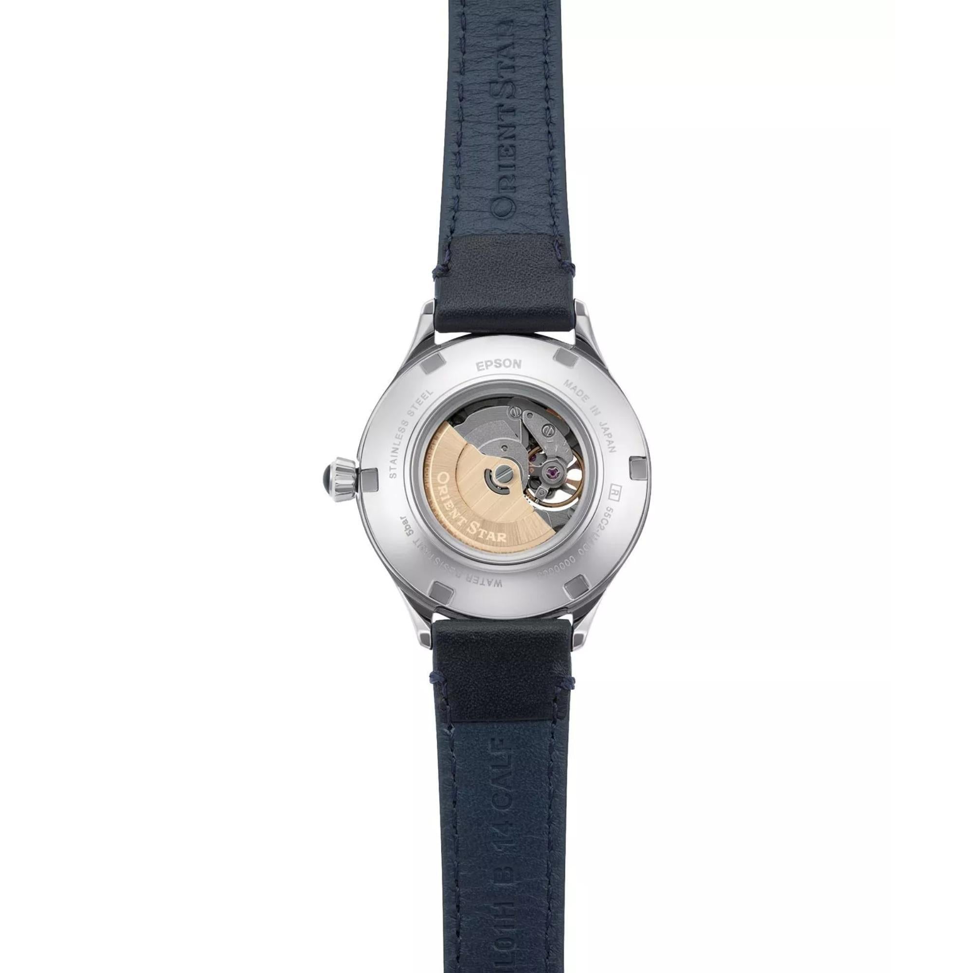 Orient Star Classic 37mm Semi Skeleton Blue Dial Leather Ladies Automatic Watch RE-ND0012L00B (Expected 25th October 2024)
