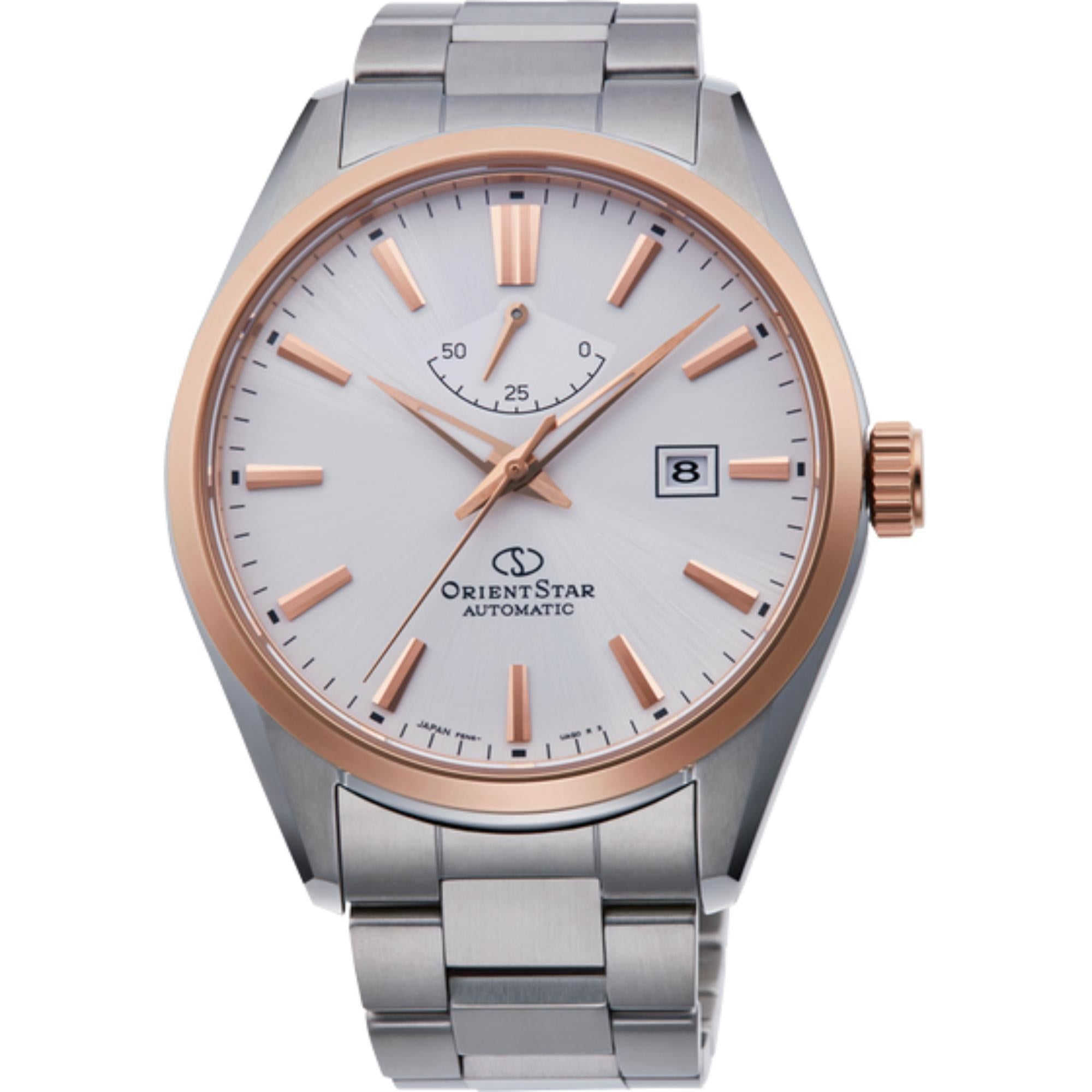 Orient Star Contemporary 42 mm Power Reserve Weißes Zifferblatt Stahl Herren Automatik Uhr RE-AU0401S00B