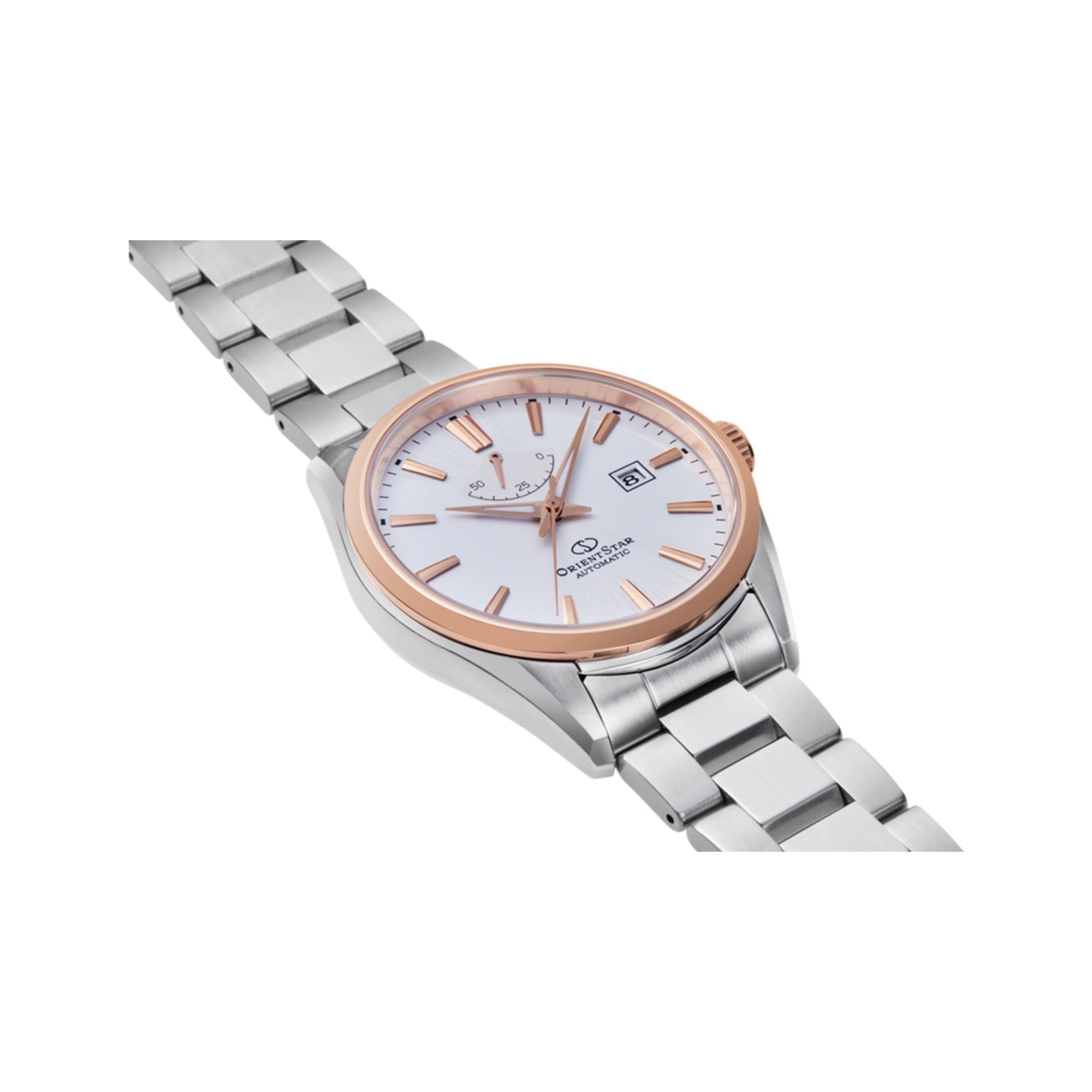 Orient Star Contemporary 42 mm Power Reserve Weißes Zifferblatt Stahl Herren Automatik Uhr RE-AU0401S00B